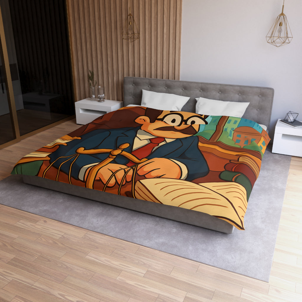 Housse de Couette Style Dessin Animé d'un Bureau d'Avocat avec Livres Colorés