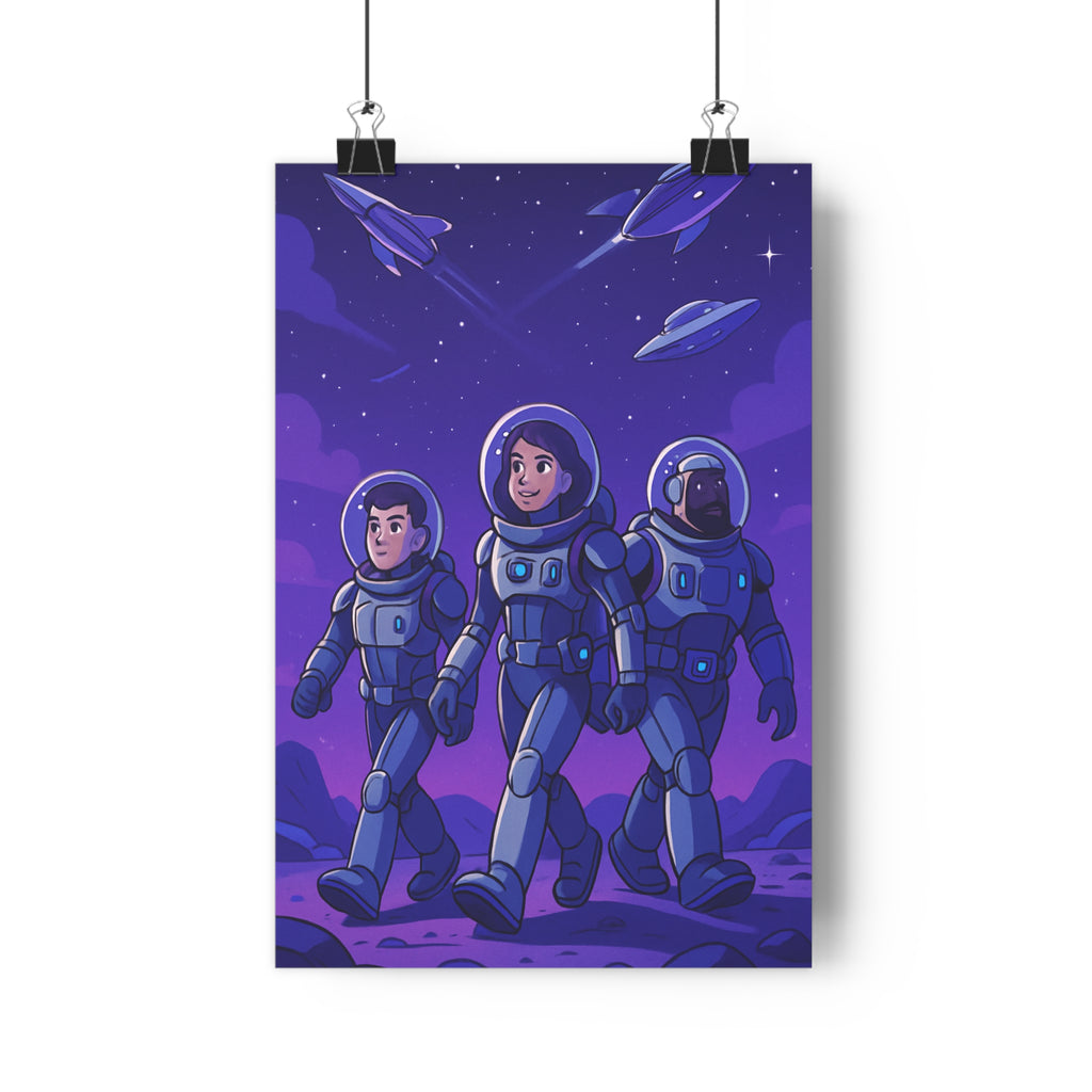 Poster décoratif anime violet bleu futuriste aventure chambre salon espace galaxie explorateur moderne tendance