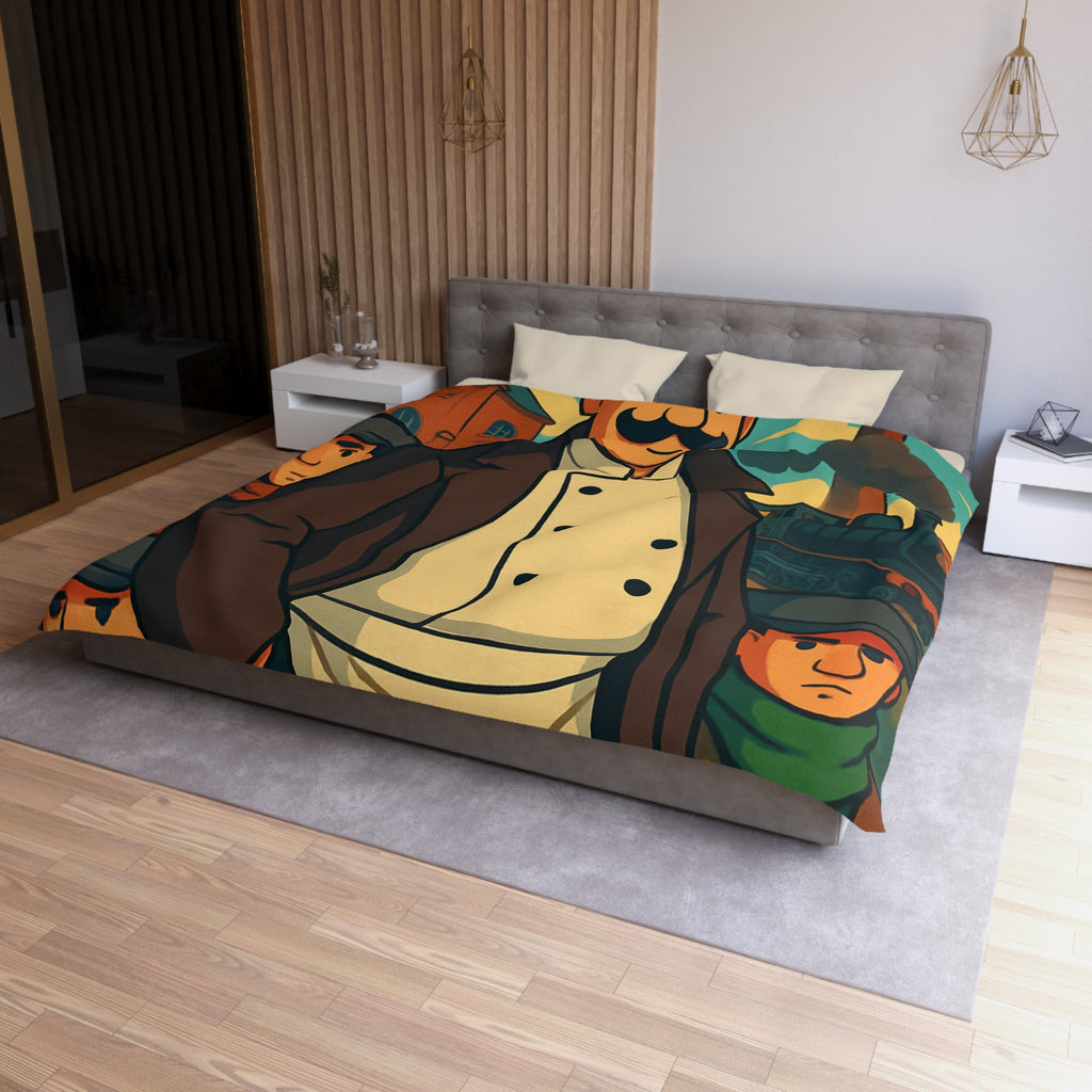 Housse de Couette Microfibre Motif Créatif Original Style Contemporain Chambre Élégante