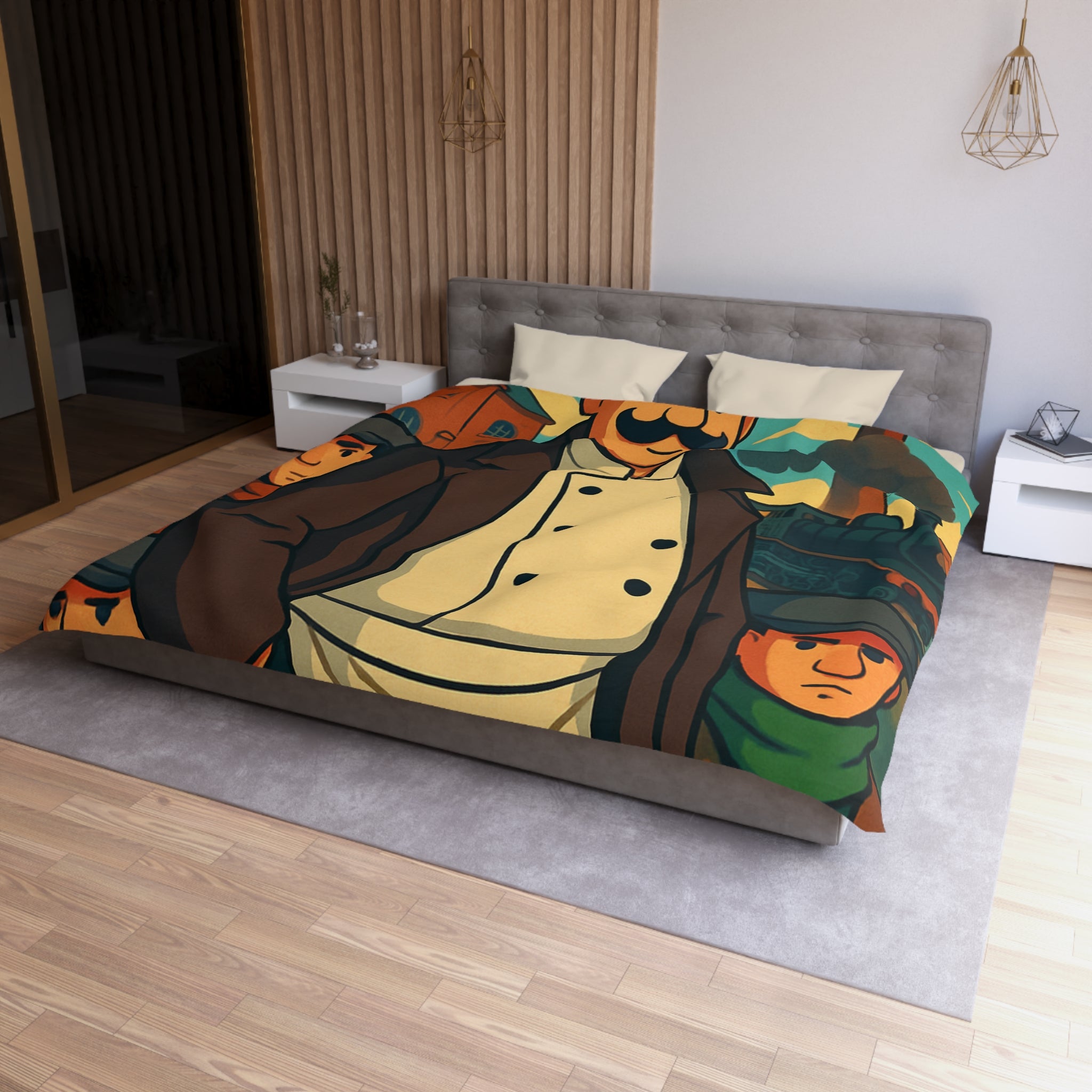 Housse de Couette Microfibre Motif Créatif Original Style Contemporain Chambre Élégante