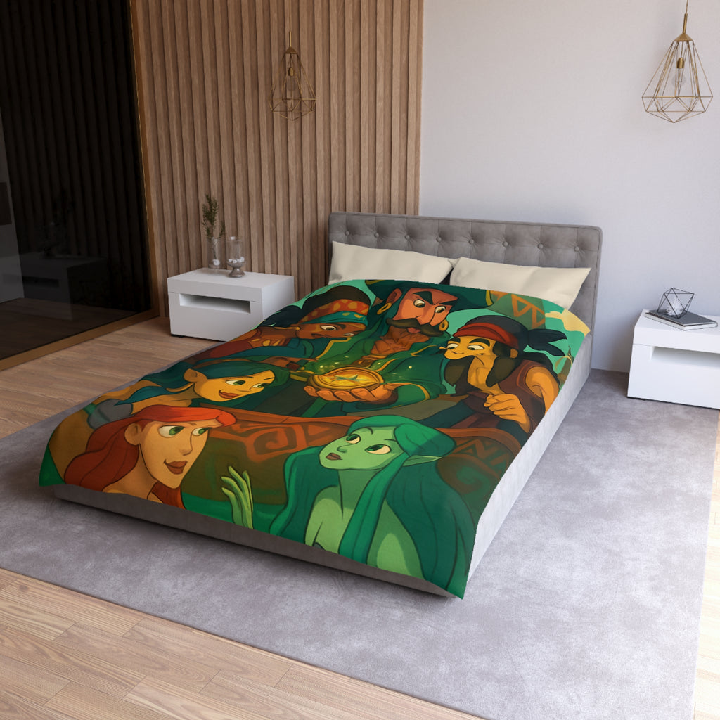 Housse de couette pirate et sirènes avec trésor sur mer émeraude et ciel