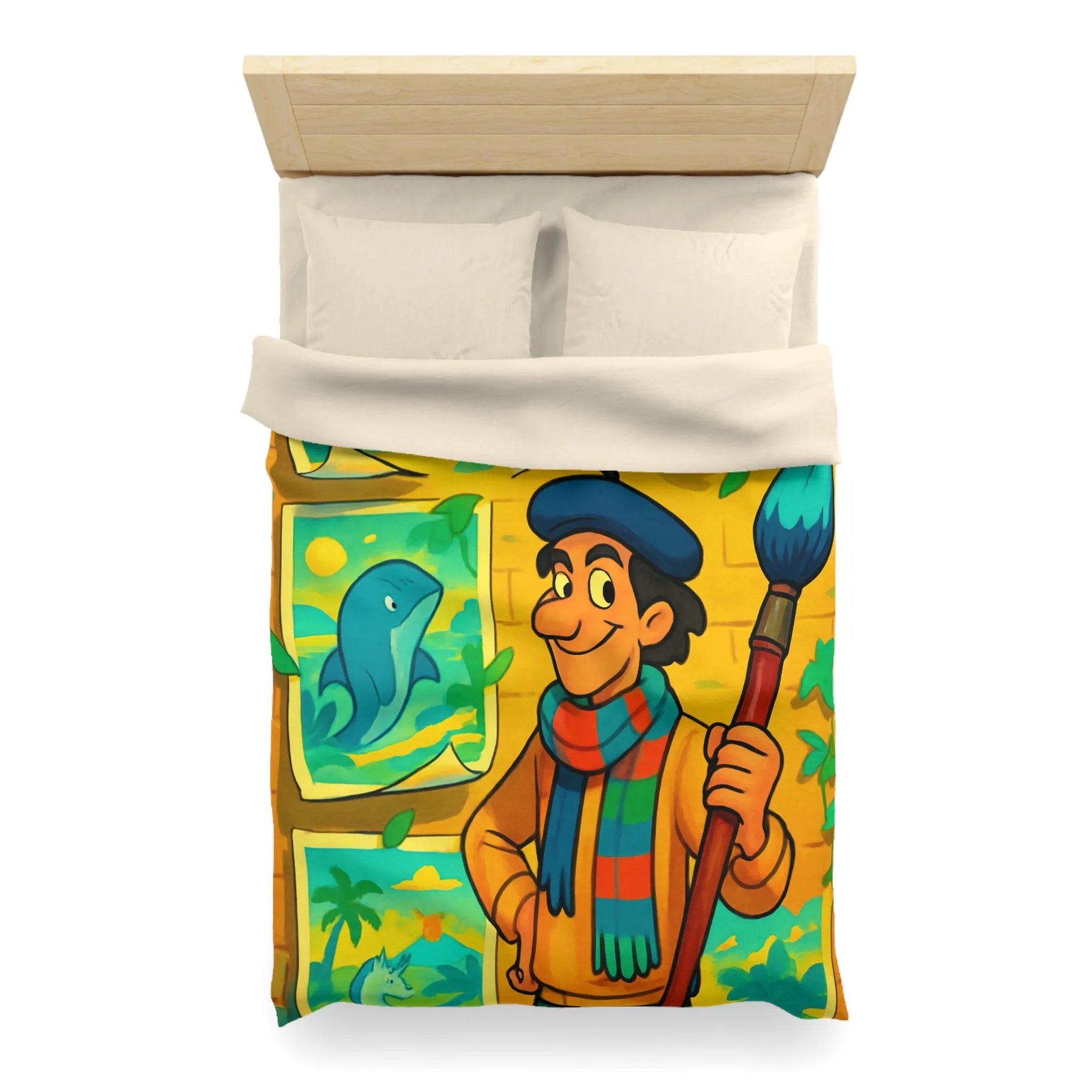 Housse de Couette Microfibre Art Graphique Contemporain Style Décoratif Chambre Tendance