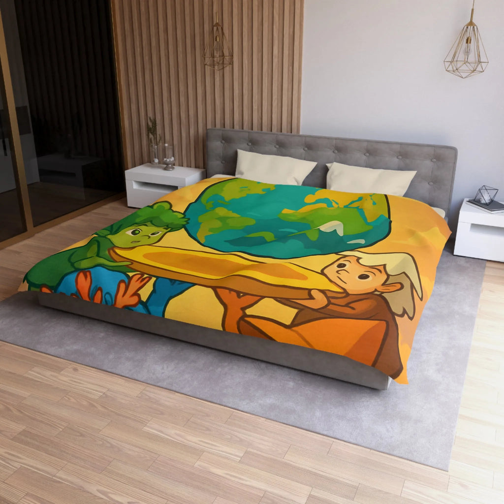 Housse de couette colorée représentant des enfants unis pour soutenir la planète Terre