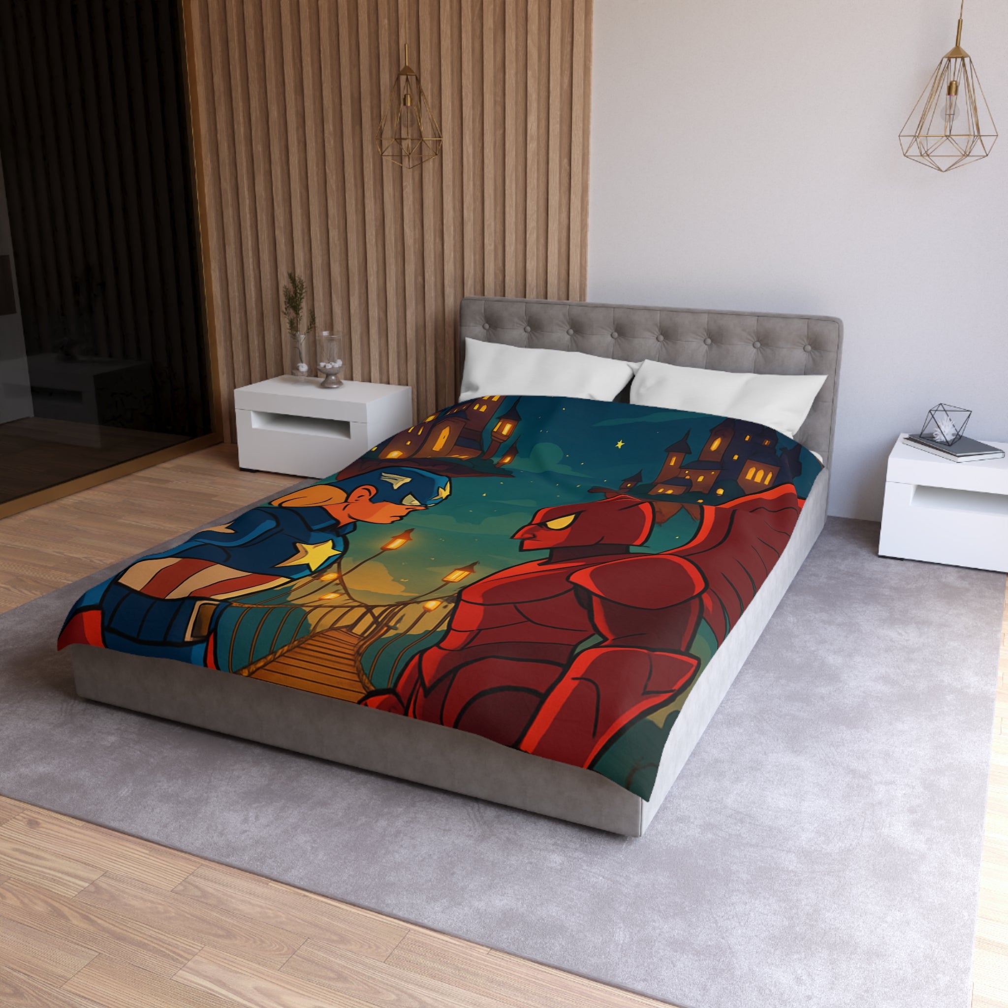 Housse de Couette Microfibre Design Artistique Moderne Décoration Chambre Confort Premium