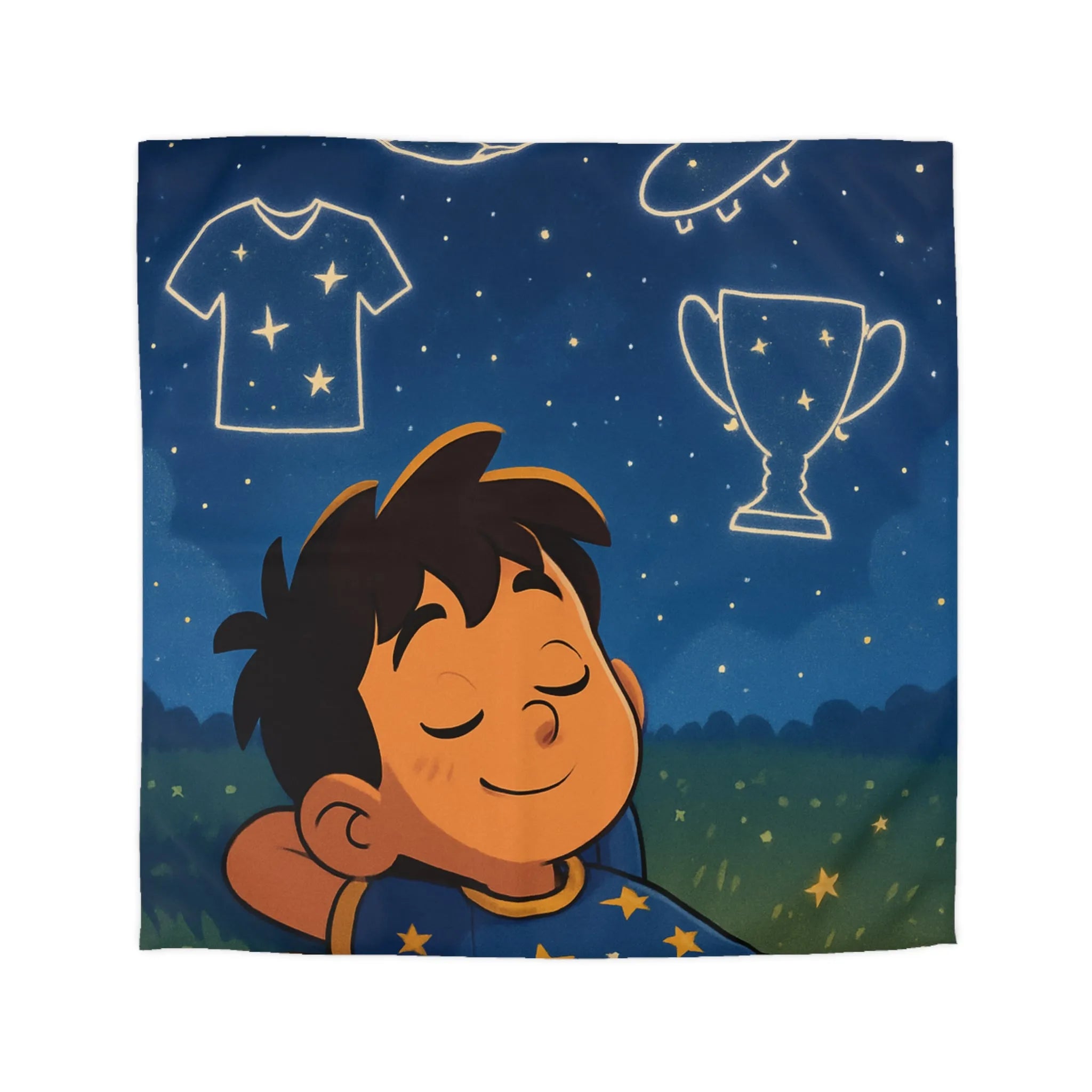 Housse de couette enfant ciel étoilé foot rêveur avec motifs sportifs inspirants