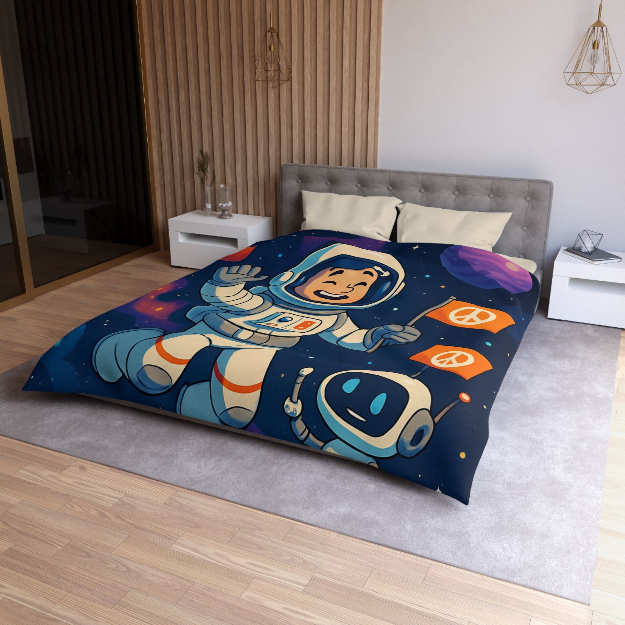 Housse de Couette Microfibre Motif Créatif Original Style Contemporain Chambre Élégante