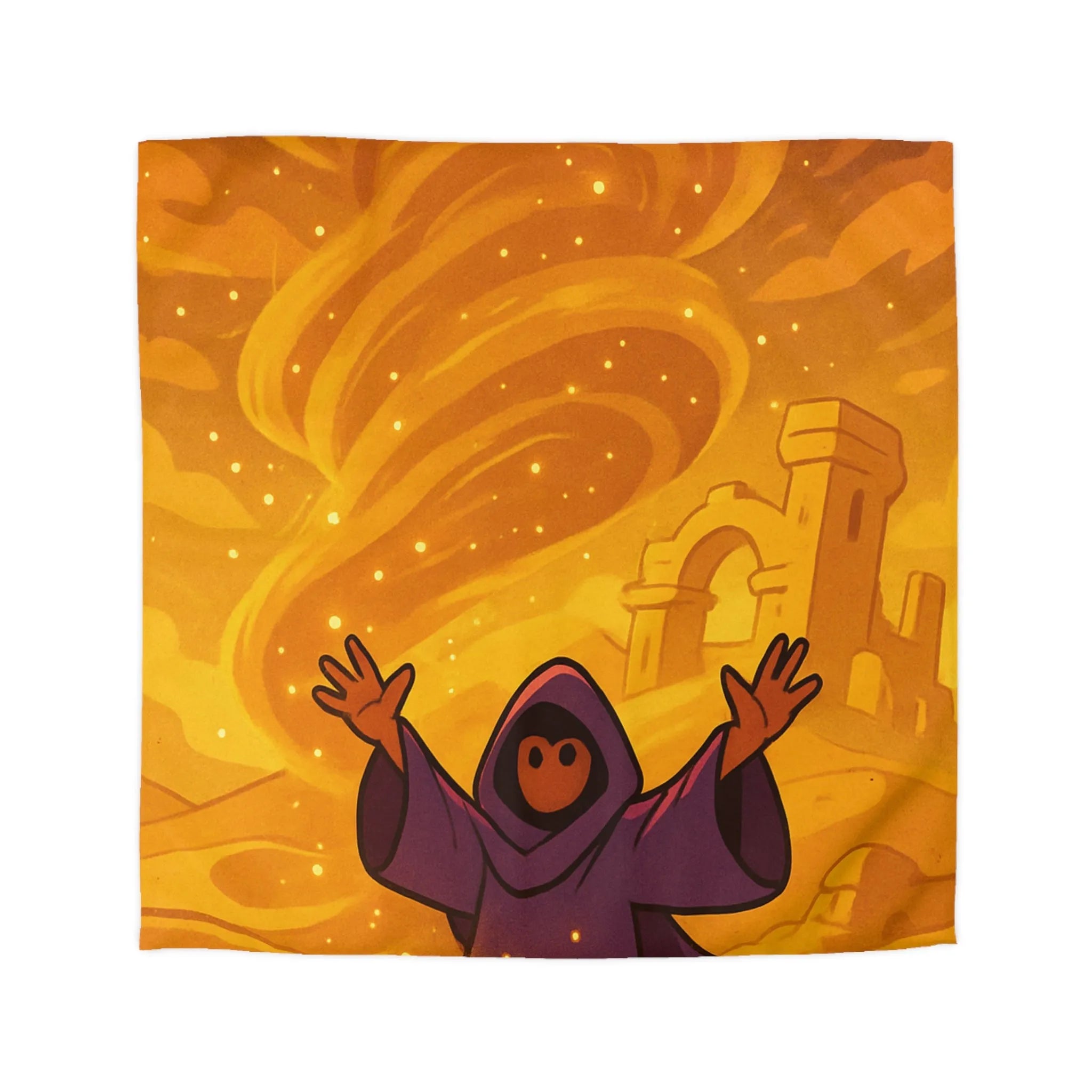 Housse de Couette Envoûtante avec Sorcier et Tempête de Sable en Arrière-Plan Mystique