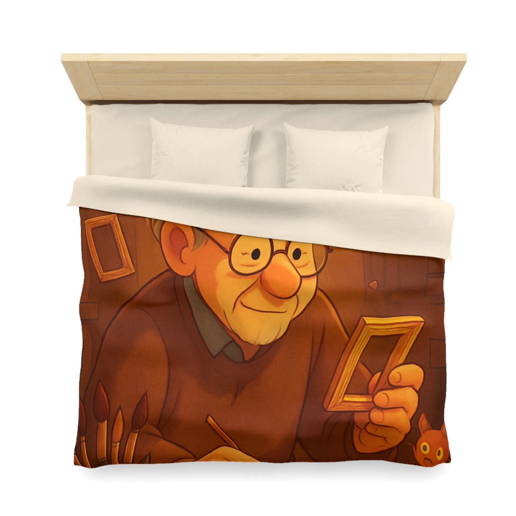 Housse de Couette Illustrée avec Artiste Peignant dans Atelier Enveloppant et Charmant