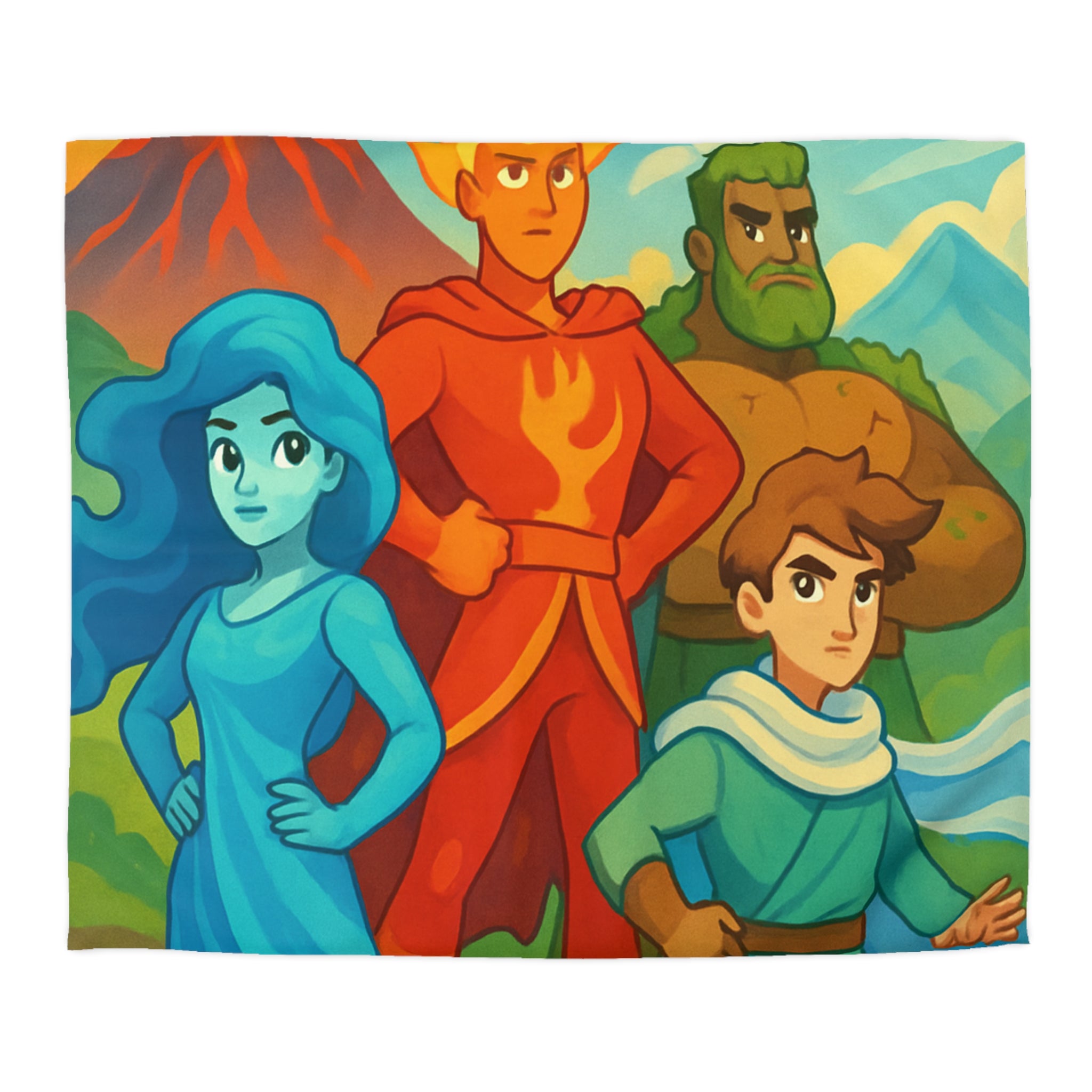 Quatre Éléments Épiques Orneront Votre Housse de Couette Colorée et Inspirante