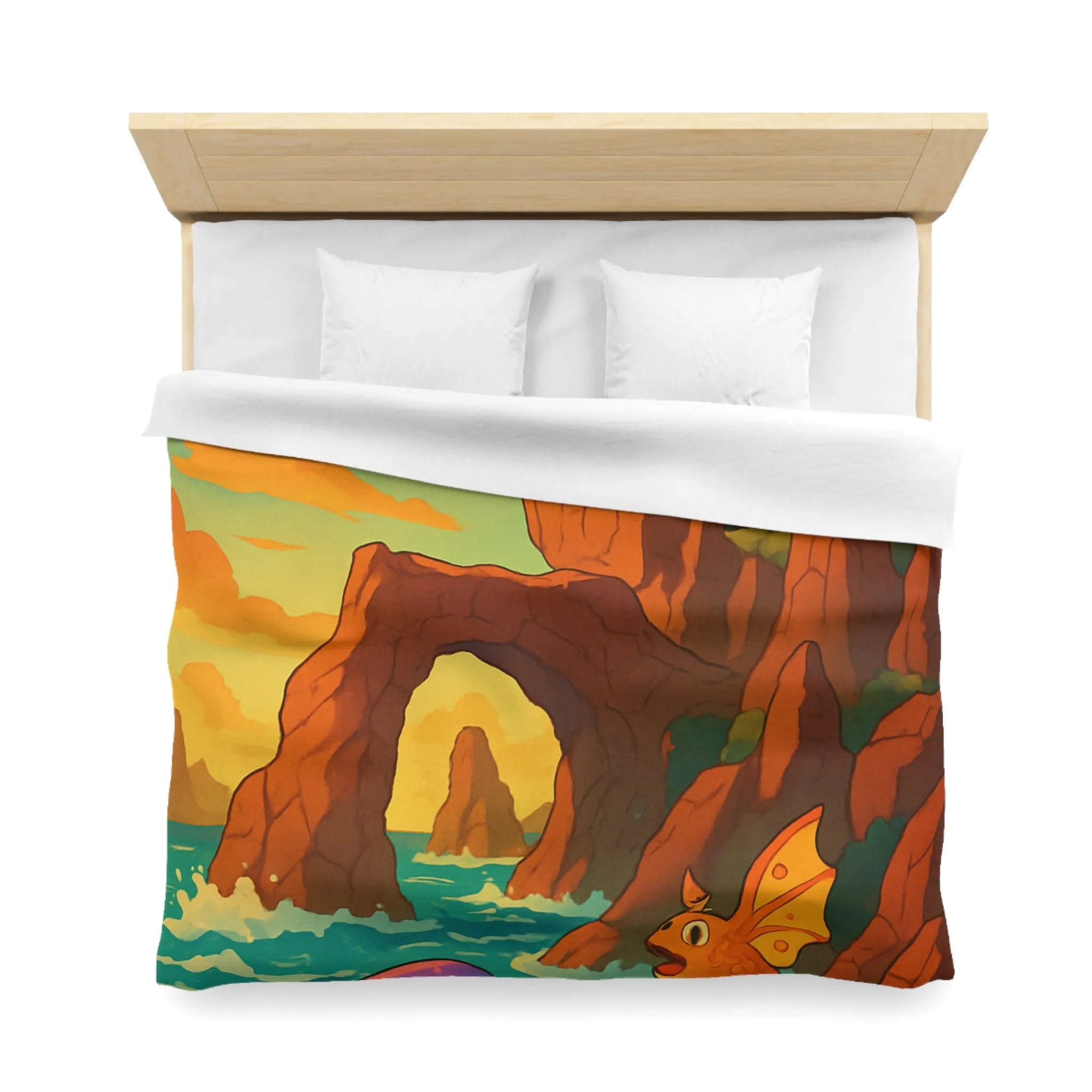 Fantastique peinture de poissons et dauphin avec phare sur fond de mer colorée