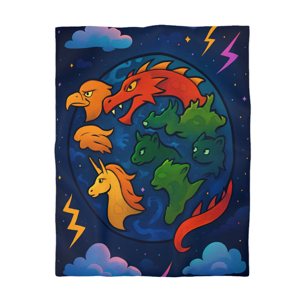 Housse de Couette Microfibre Illustration Unique Design Moderne Décoration Intérieure Raffinée