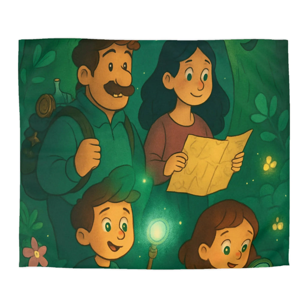 Enchantez-vous sous cette housse de couette d'aventure familiale lumineuse et mystique