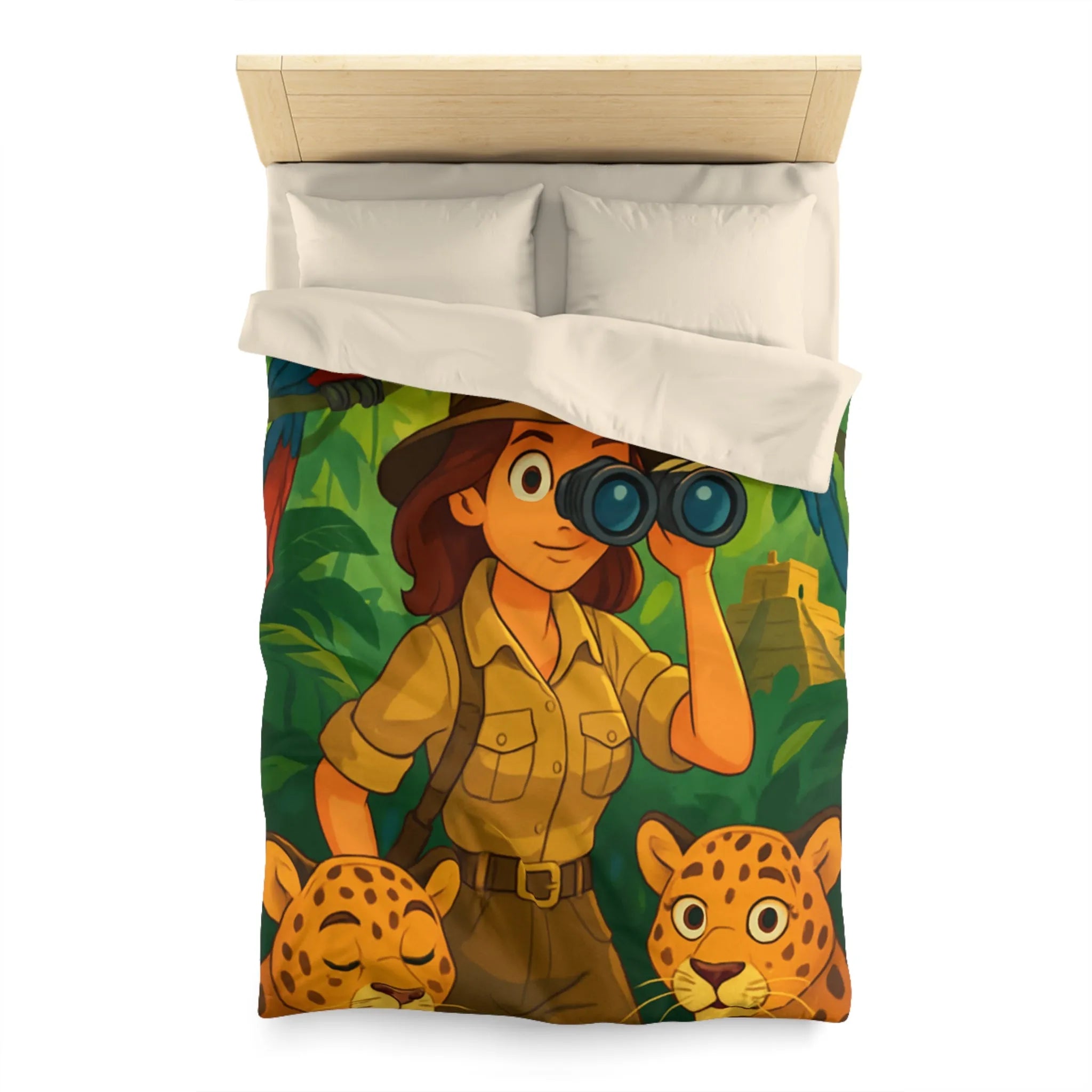 Exploration tropicale avec perroquets et jaguars dans la jungle luxuriante et mystérieuse