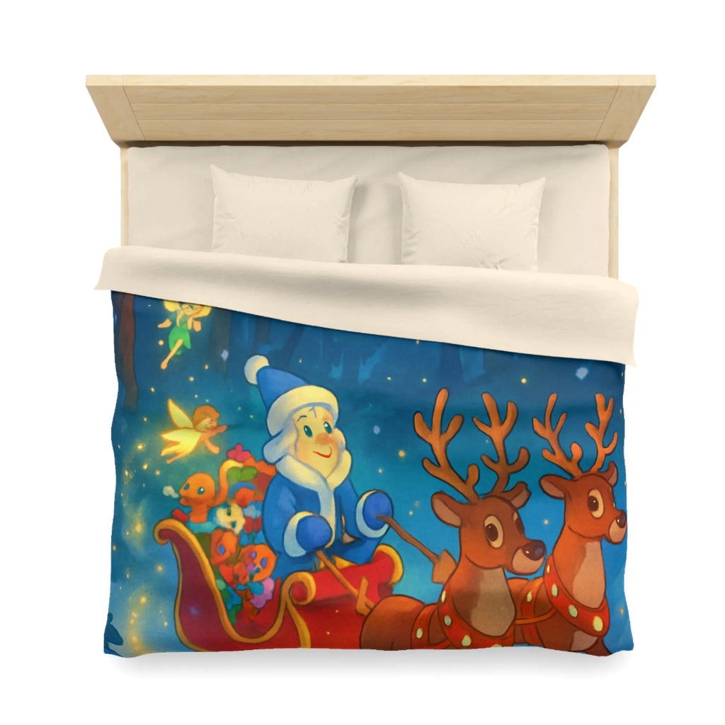 Housse de Couette Enchantée avec Lutin Magique, Fées Lumineuses et Rennes Pétillants dans Forêt