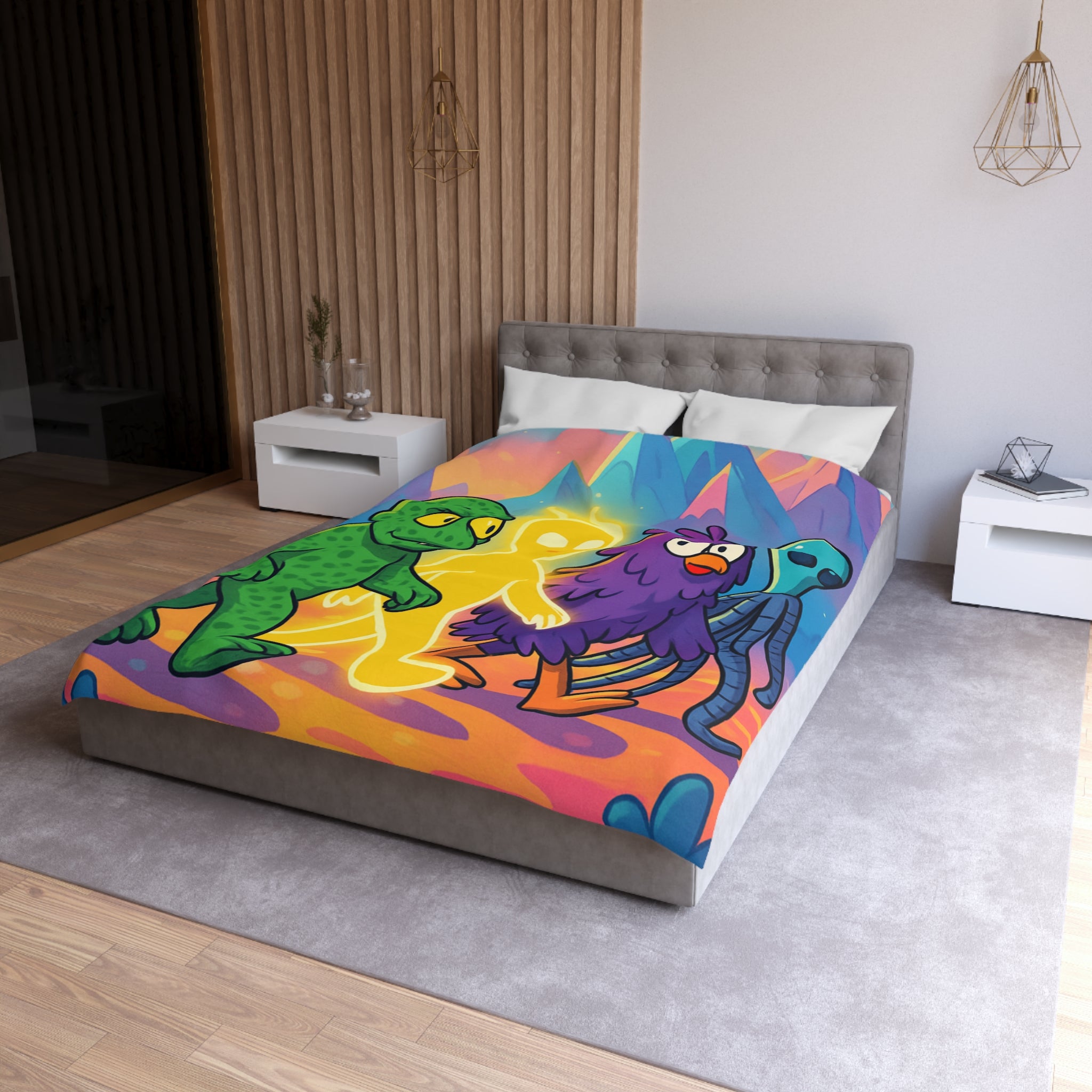 Housse de Couette Microfibre Design Artistique Moderne Décoration Chambre Confort Premium