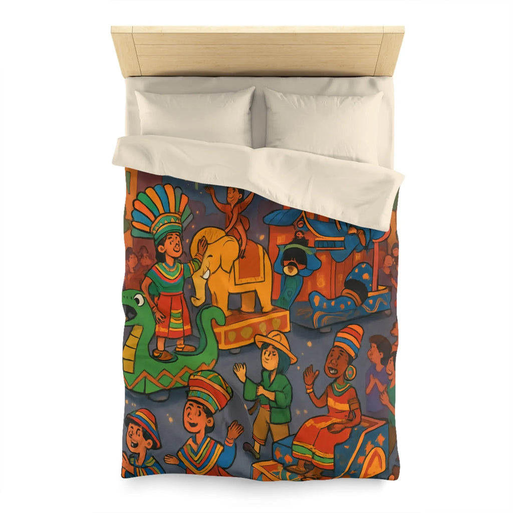 Housse de Couette Festive avec Défilé Coloré et Feux d'Artifice Éblouissants pour Enfants