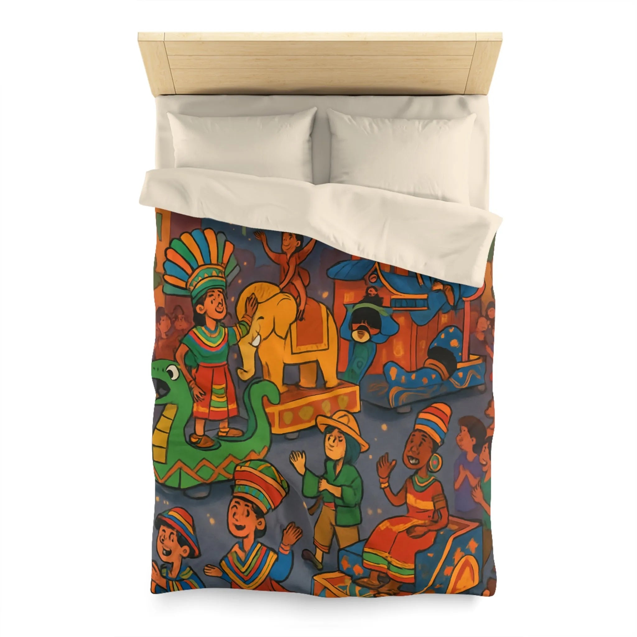 Housse de Couette Festive avec Défilé Coloré et Feux d'Artifice Éblouissants pour Enfants