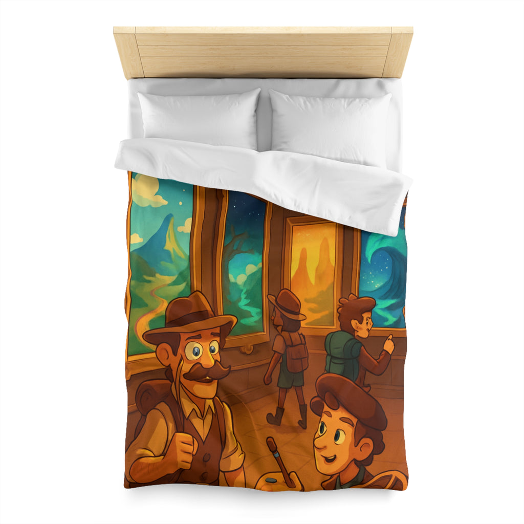 Housse de couette pour enfants avec aventure mystérieuse dans une galerie d'art