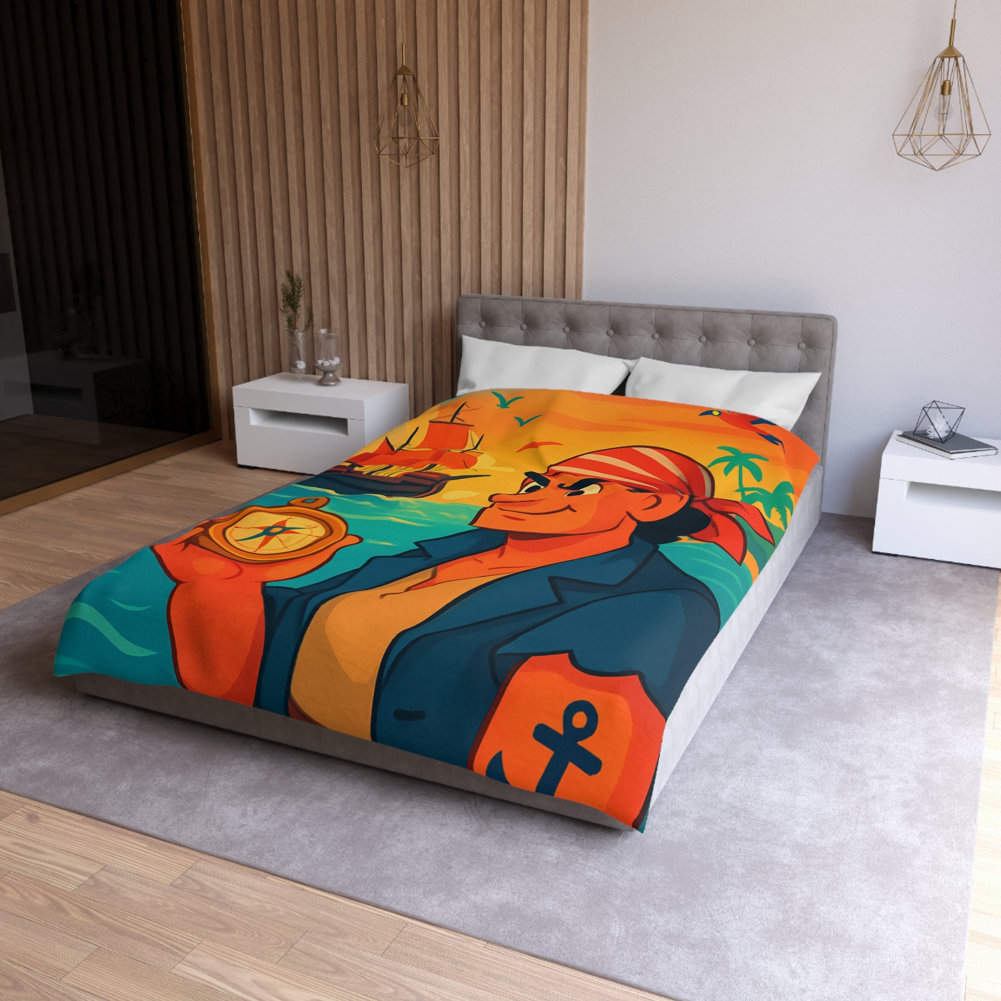 Housse de Couette Microfibre Illustration Unique Design Moderne Décoration Intérieure Raffinée