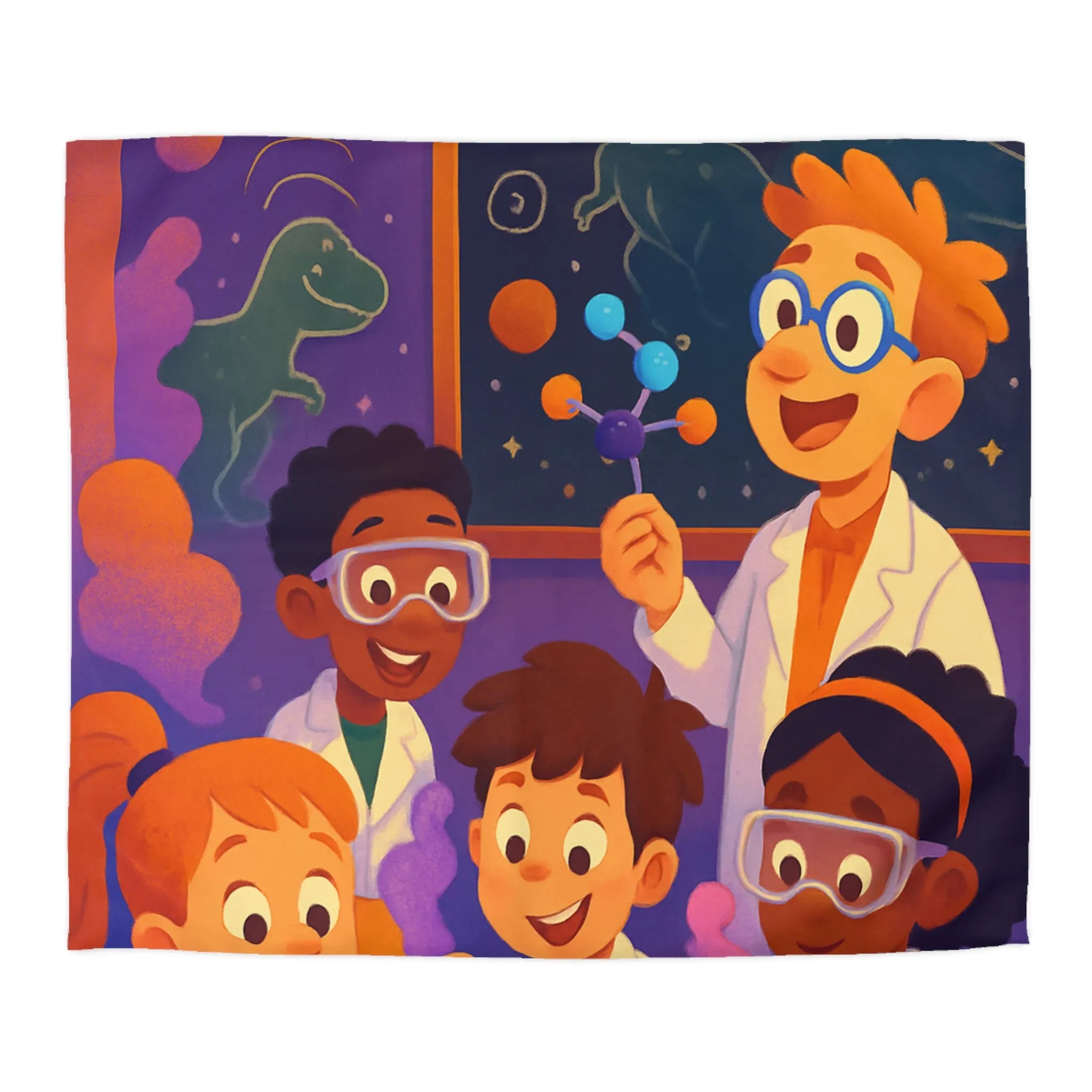 Enfants Curieux en Blouses Blanches Faisant des Expériences Scientifiques Colorées et Amusantes Ensemble