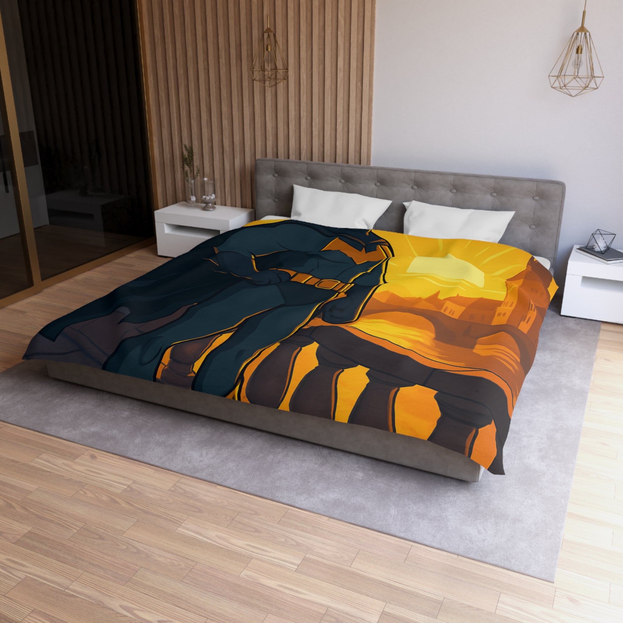 Housse de Couette Microfibre Motif Créatif Original Style Contemporain Chambre Élégante