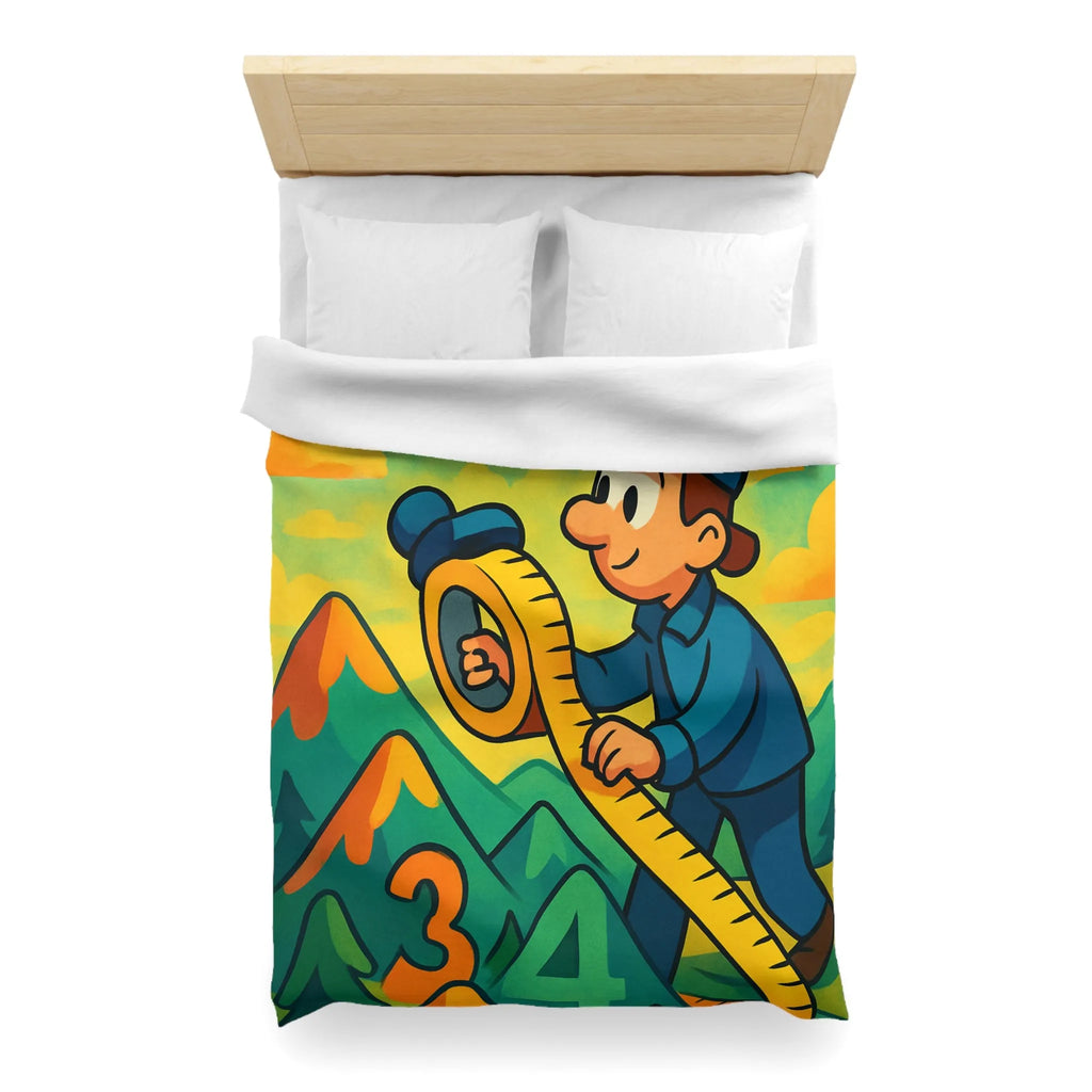 Housse de couette colorée pour enfants avec paysage ludique et motifs géométriques