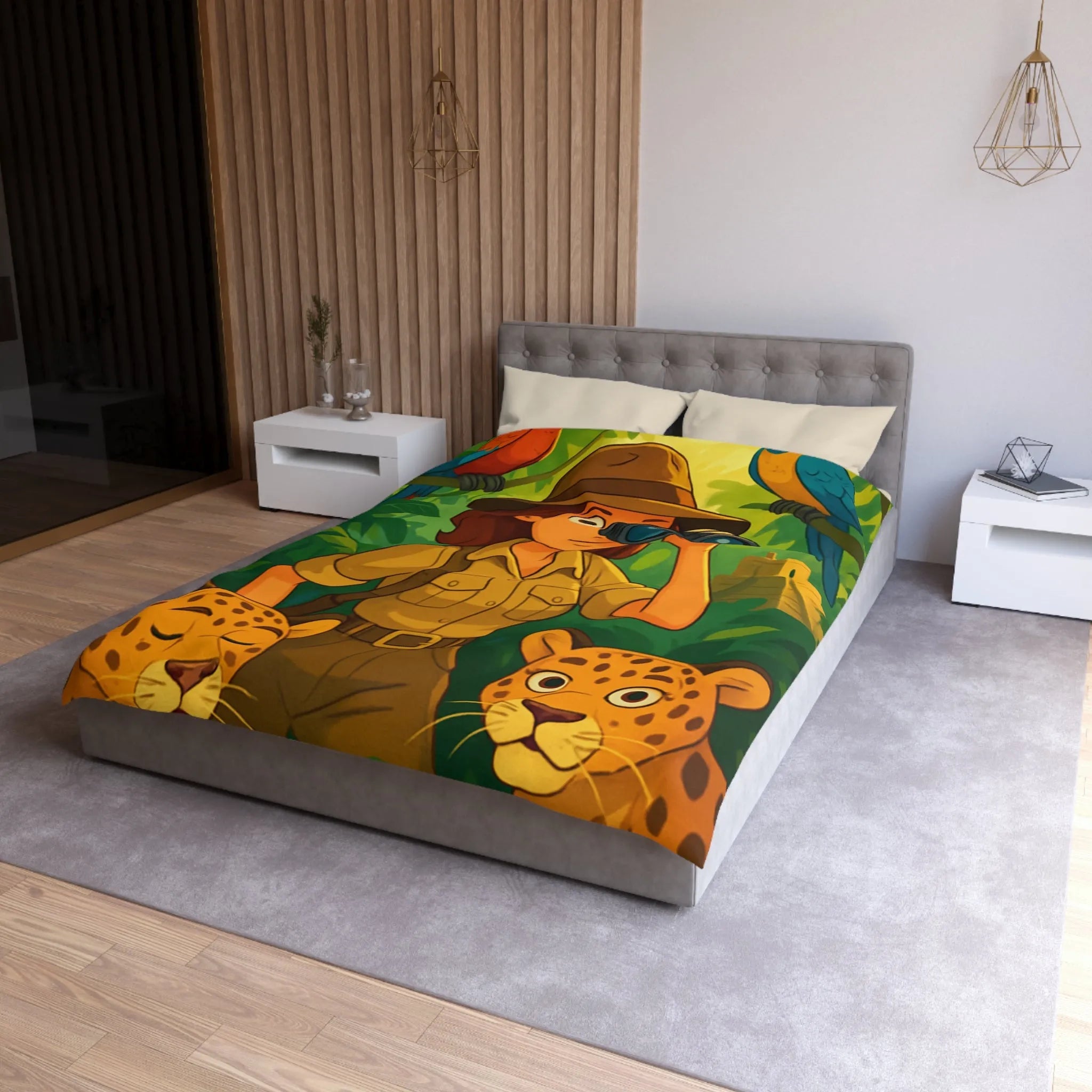 Exploration tropicale avec perroquets et jaguars dans la jungle luxuriante et mystérieuse