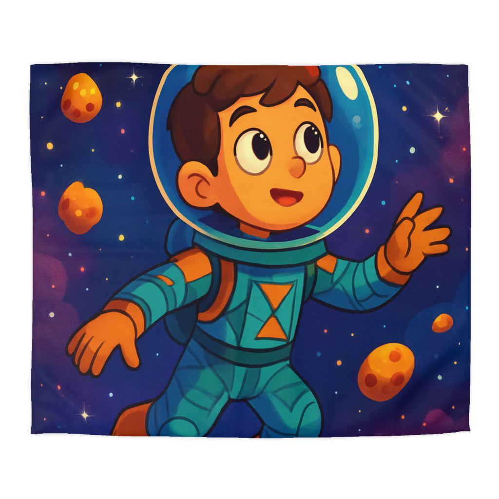 Housse de couette spatiale pour enfants avec planète, étoile, comète et astronaute adorable