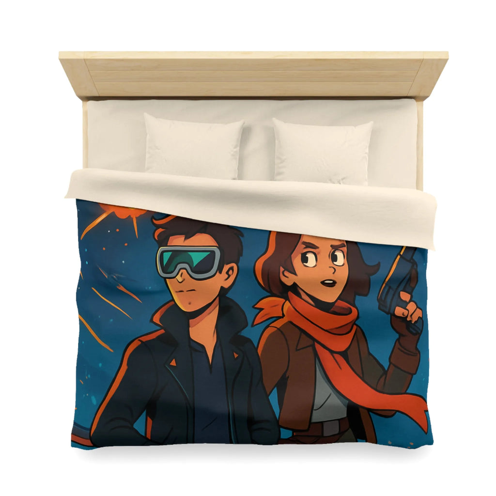 Housse de couette aventure galactique avec pilotes intrépides et bataille spatiale épique