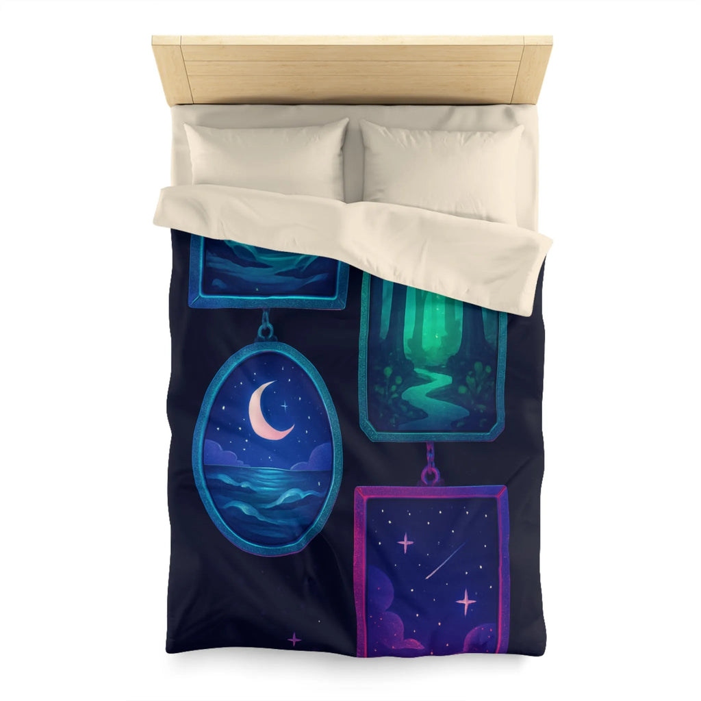 Housse de couette enchanteur avec motifs célestes et paysages rêveurs pour chambres relaxantes