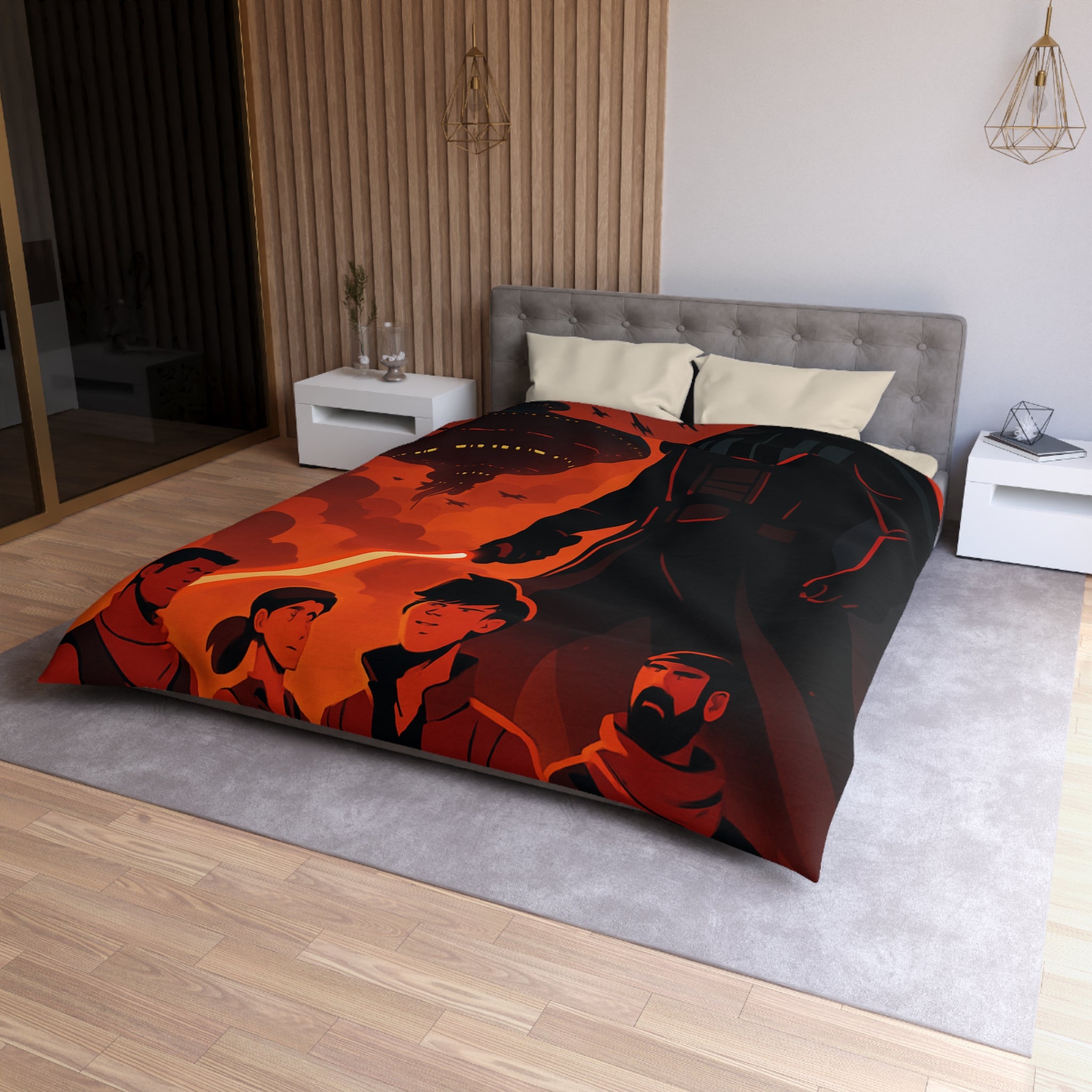 Housse de Couette Microfibre Motif Créatif Original Style Contemporain Chambre Élégante