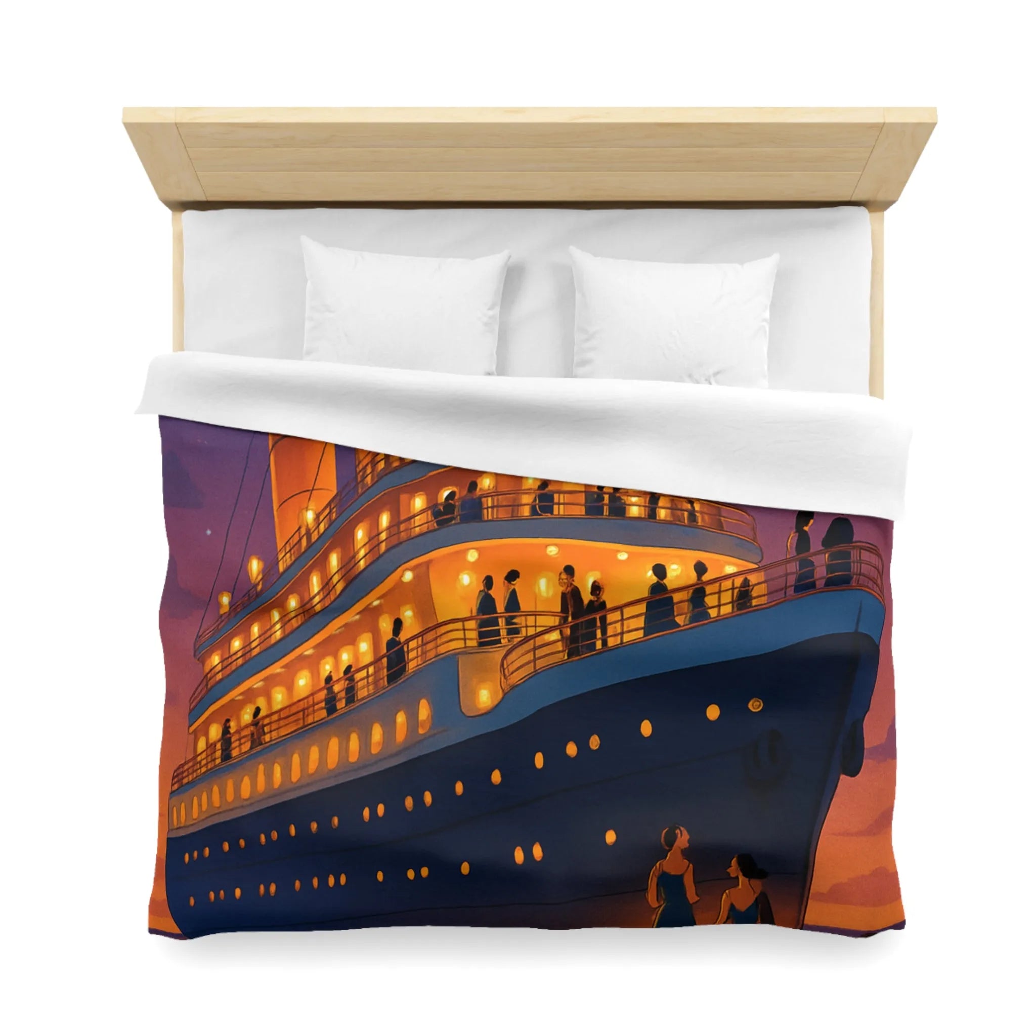 Douce soirée étoilée sur un paquebot illuminé naviguant sur des eaux calmes