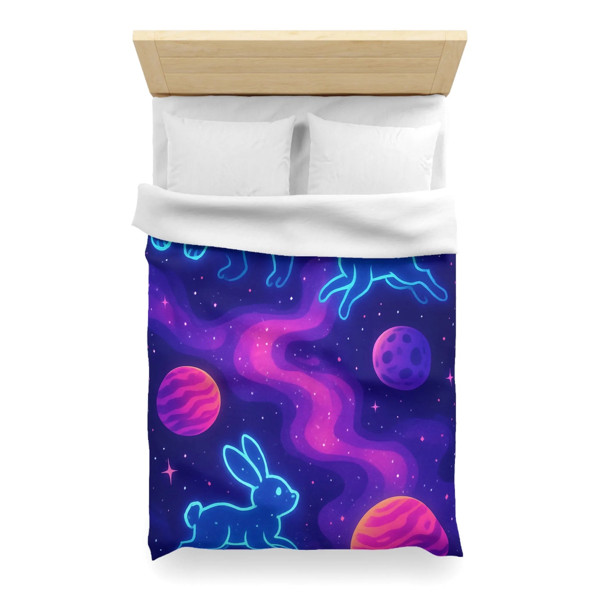 Housse de Couette Étoilée Animaux Néon Cosmiques pour Atmosphère Surnaturelle et Apaisante