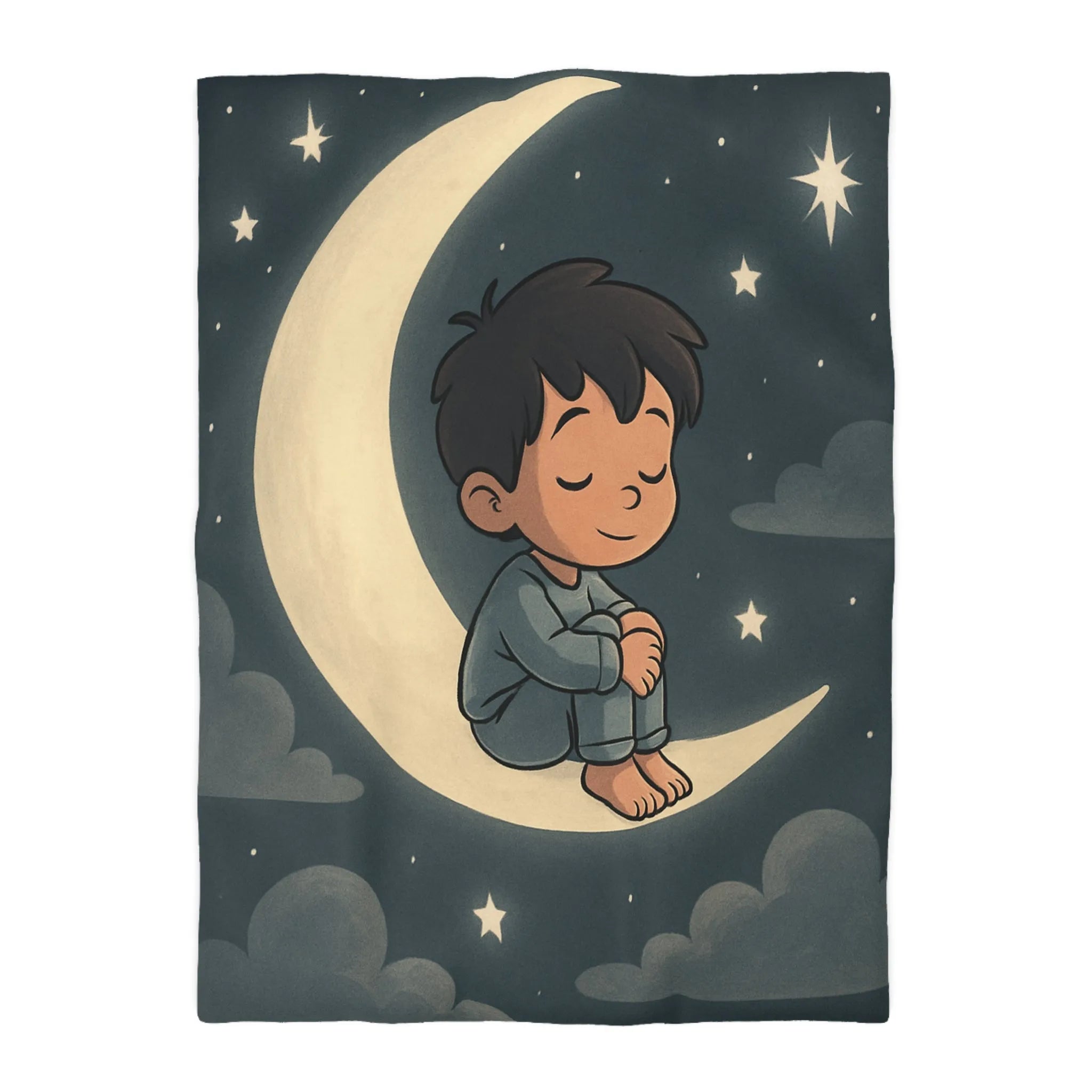 Enchantez les rêves de votre enfant avec cette housse de couette lune étoilée