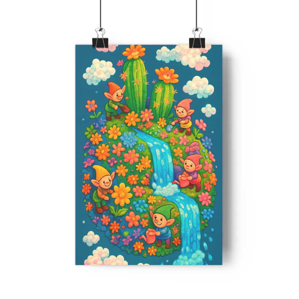 Poster décoratif féerique fleurie joyeux orange rose jaune chambre enfant salon moderne vibrant qualité