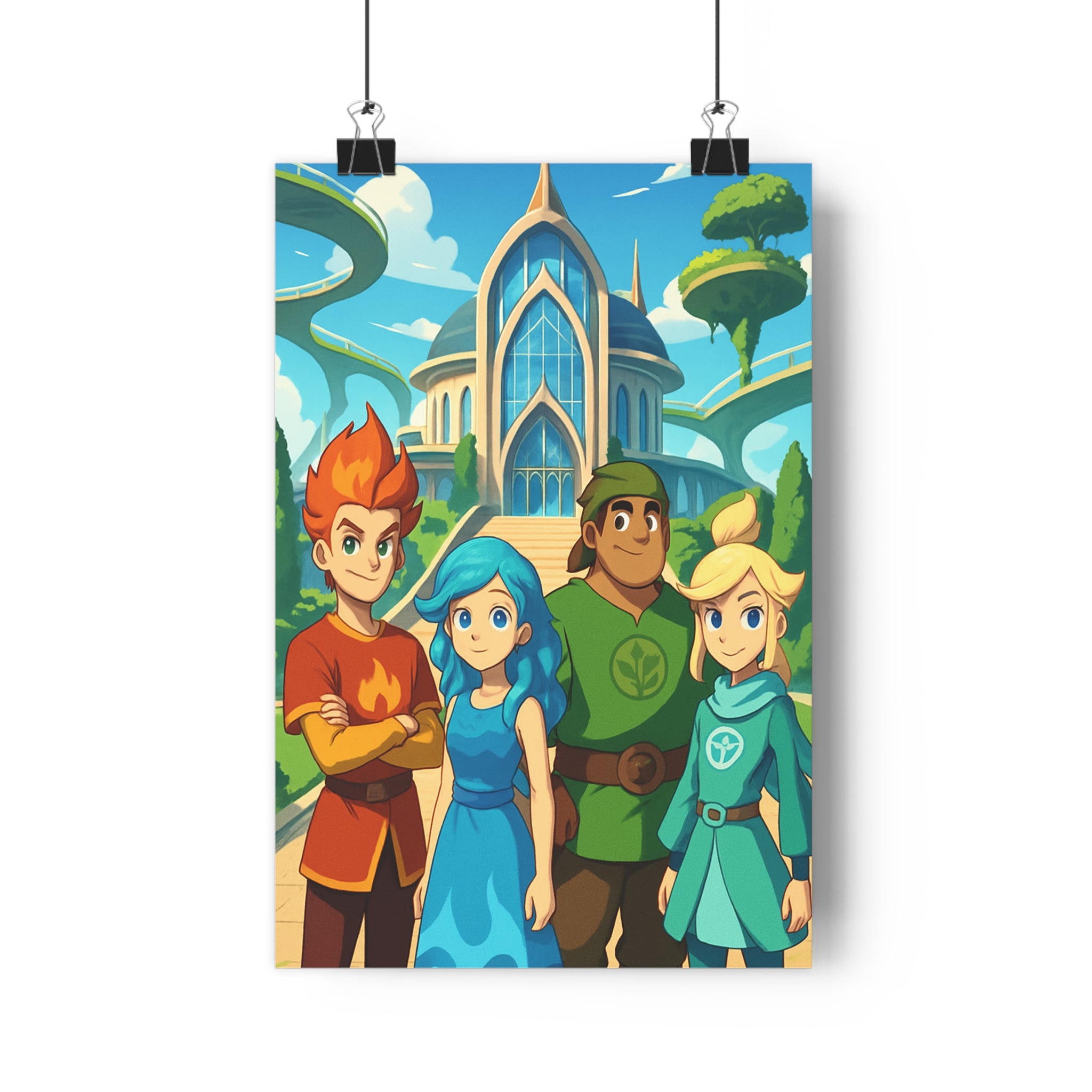 Poster décoratif coloré futuriste art mural moderne chambre rouge bleu vert dynamique tendance 30x46cm