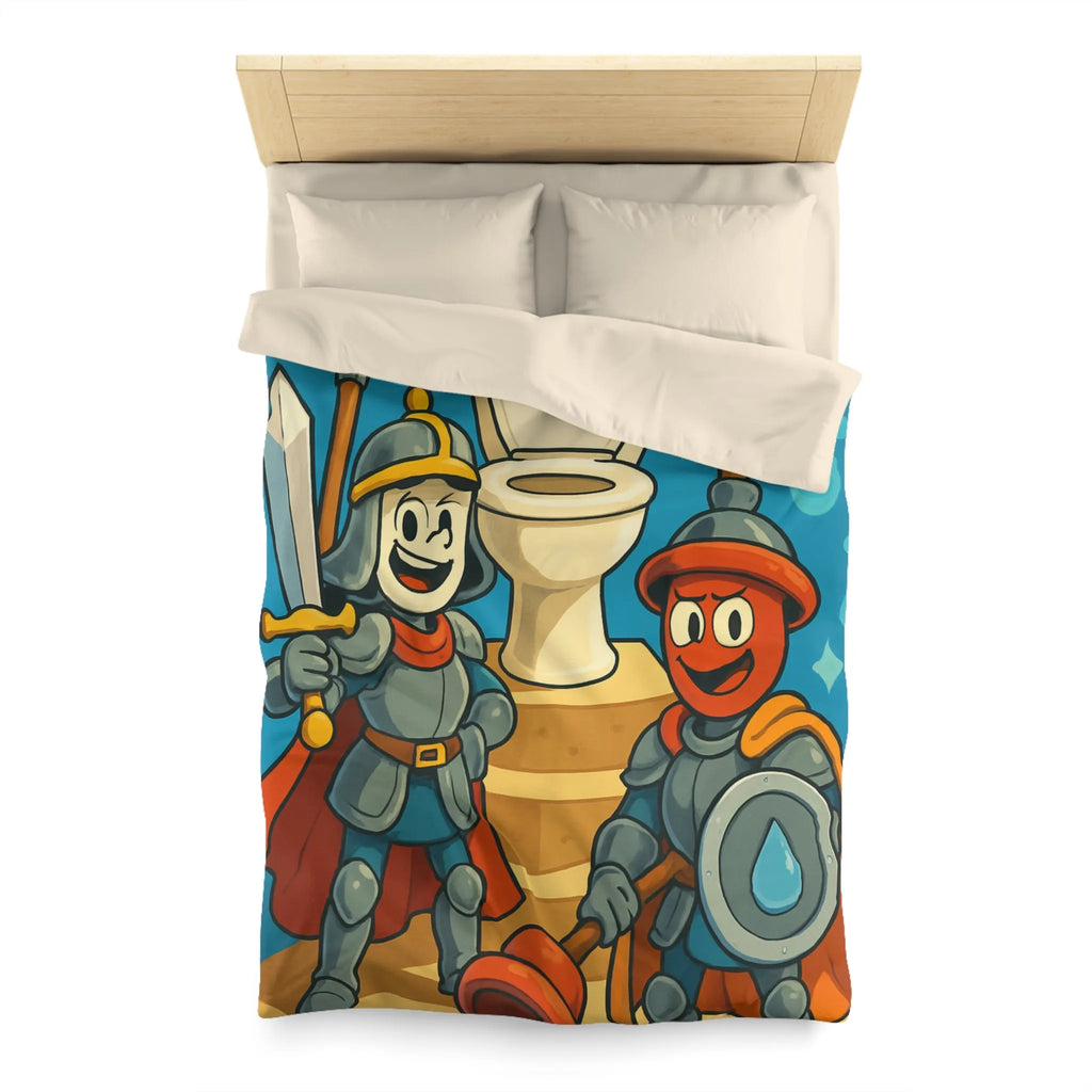Chevaliers Rigolos Protègent Trône Blanc avec Épées Plongeur Housse de Couette Unique