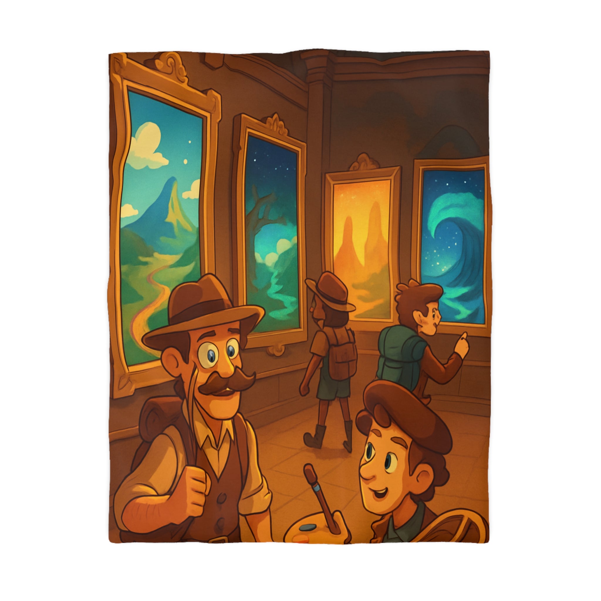 Housse de couette pour enfants avec aventure mystérieuse dans une galerie d'art