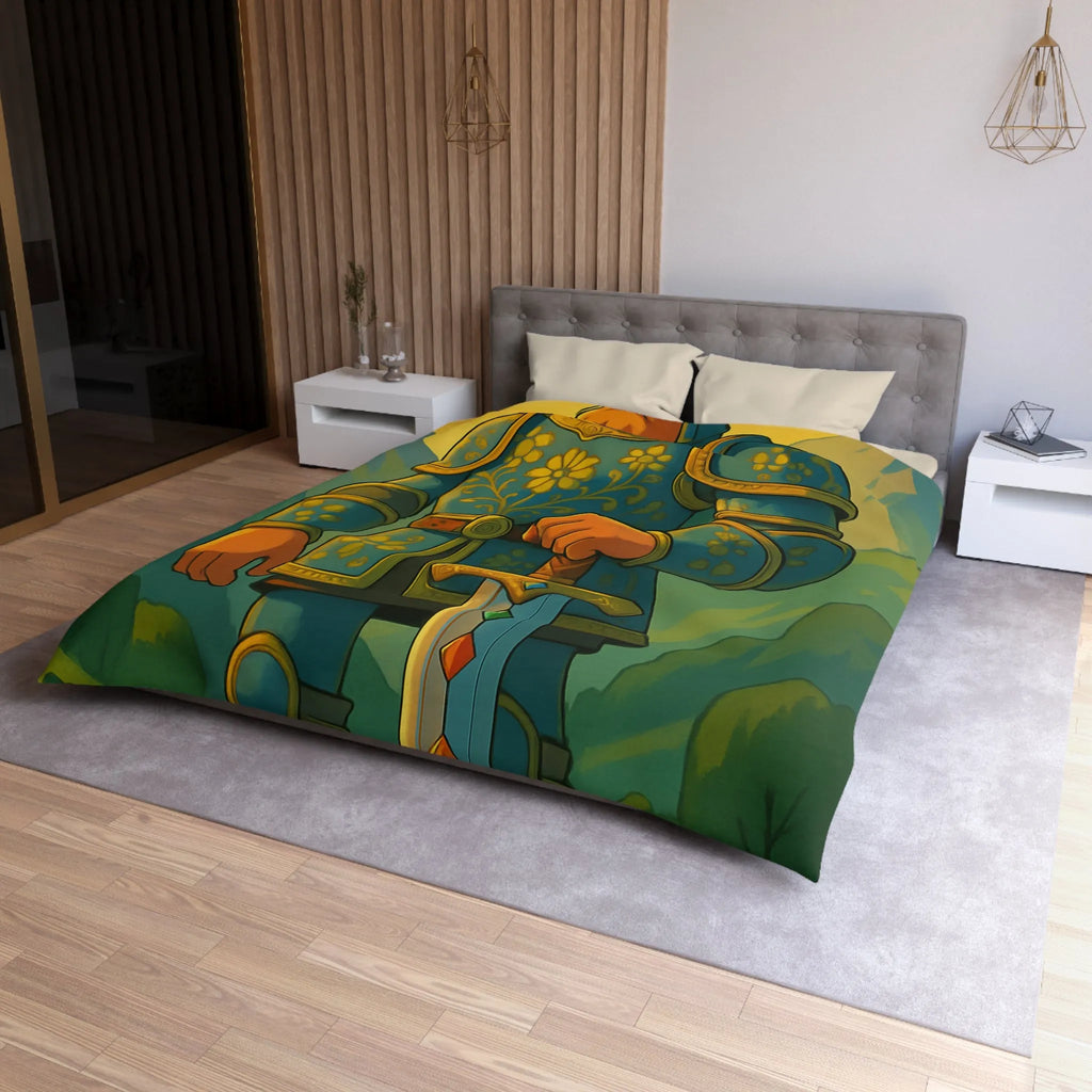 Housse de Couette avec Chevalier Illustré dans Paysage Montagneux Écossais pour Chambre Enfant