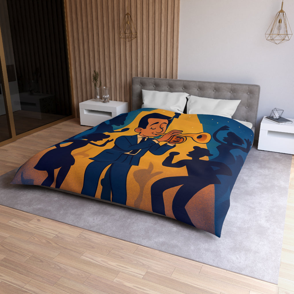Housse de Couette Moderne avec Musicien Jouant de la Trompette sous Réverbère Nocturne