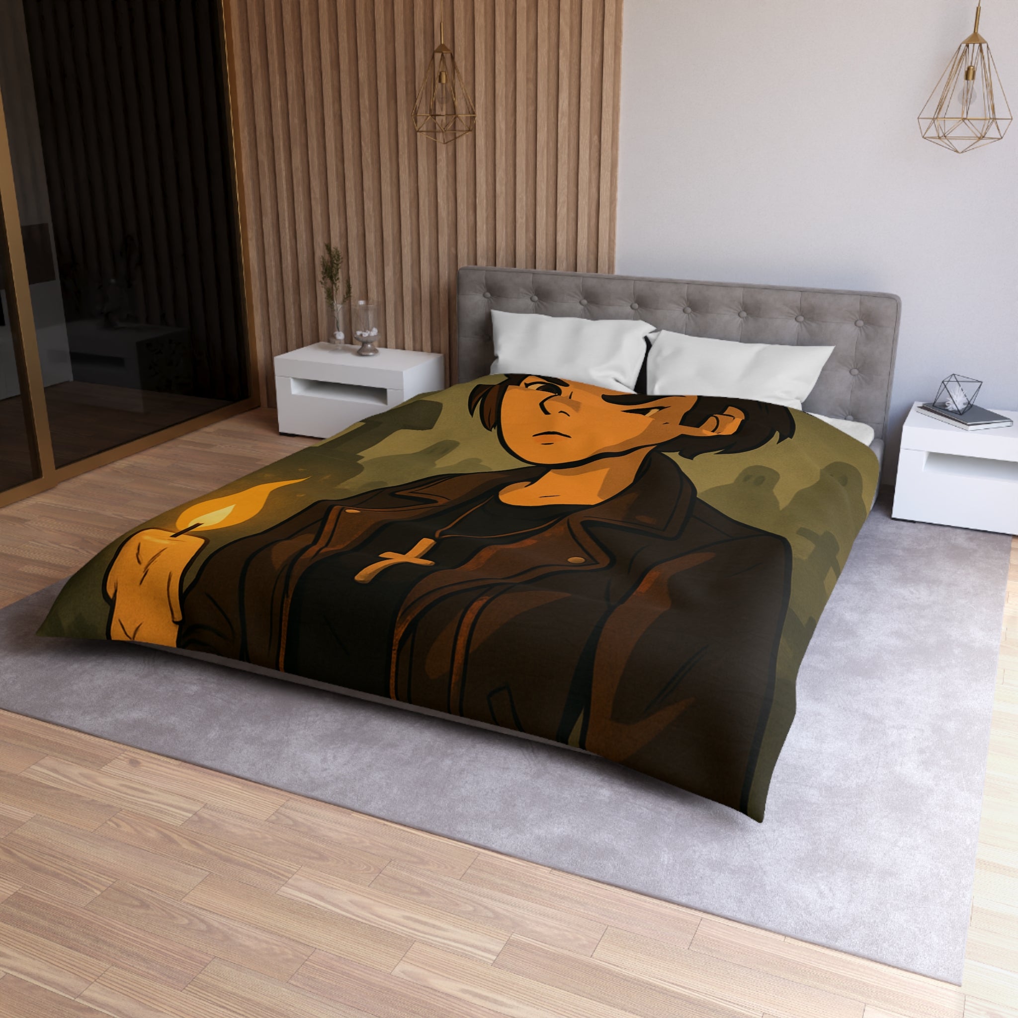 Housse de Couette Microfibre Design Artistique Moderne Décoration Chambre Confort Premium