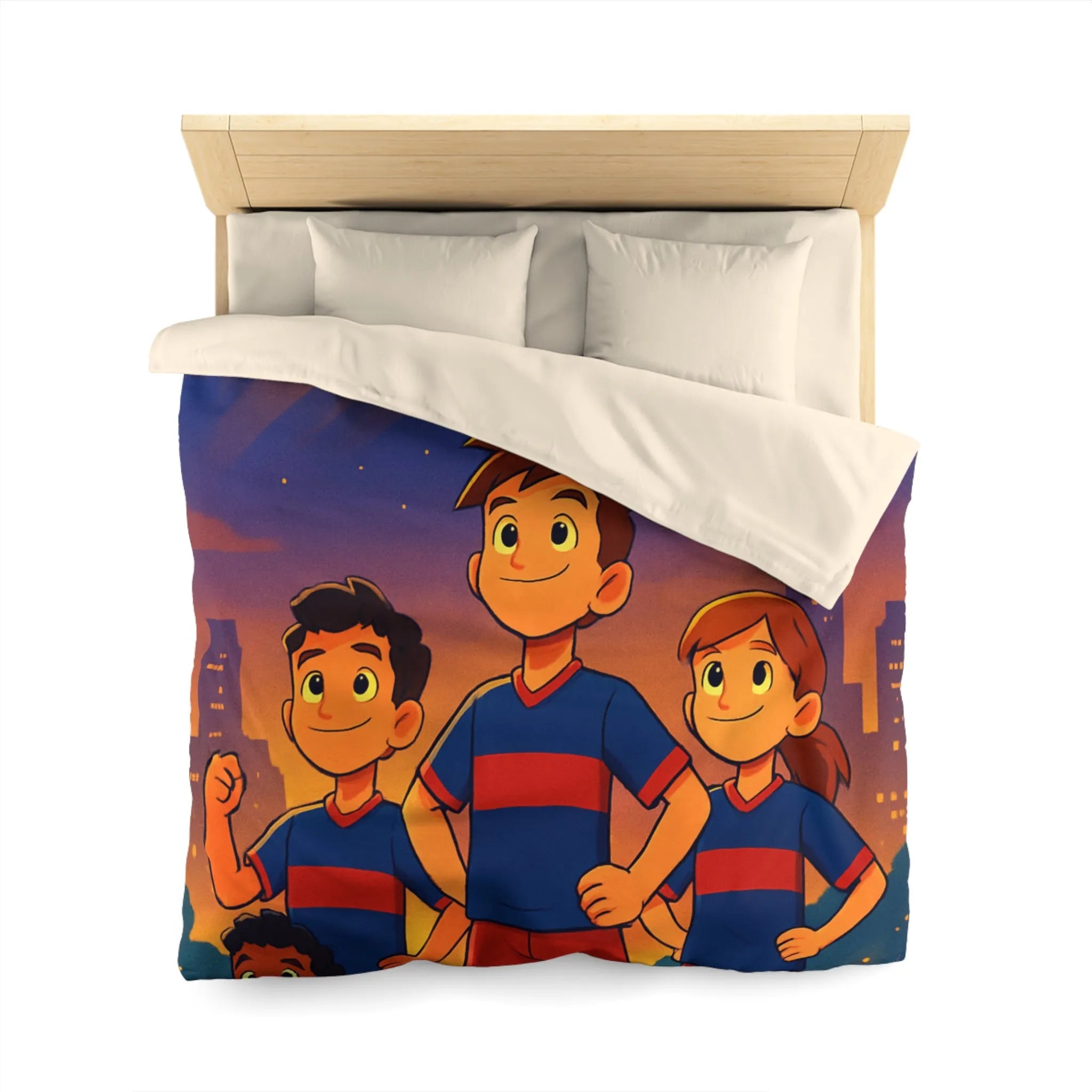 Housse de Couette Enfants avec Équipe de Football et Ballon Étoilé en Soirée