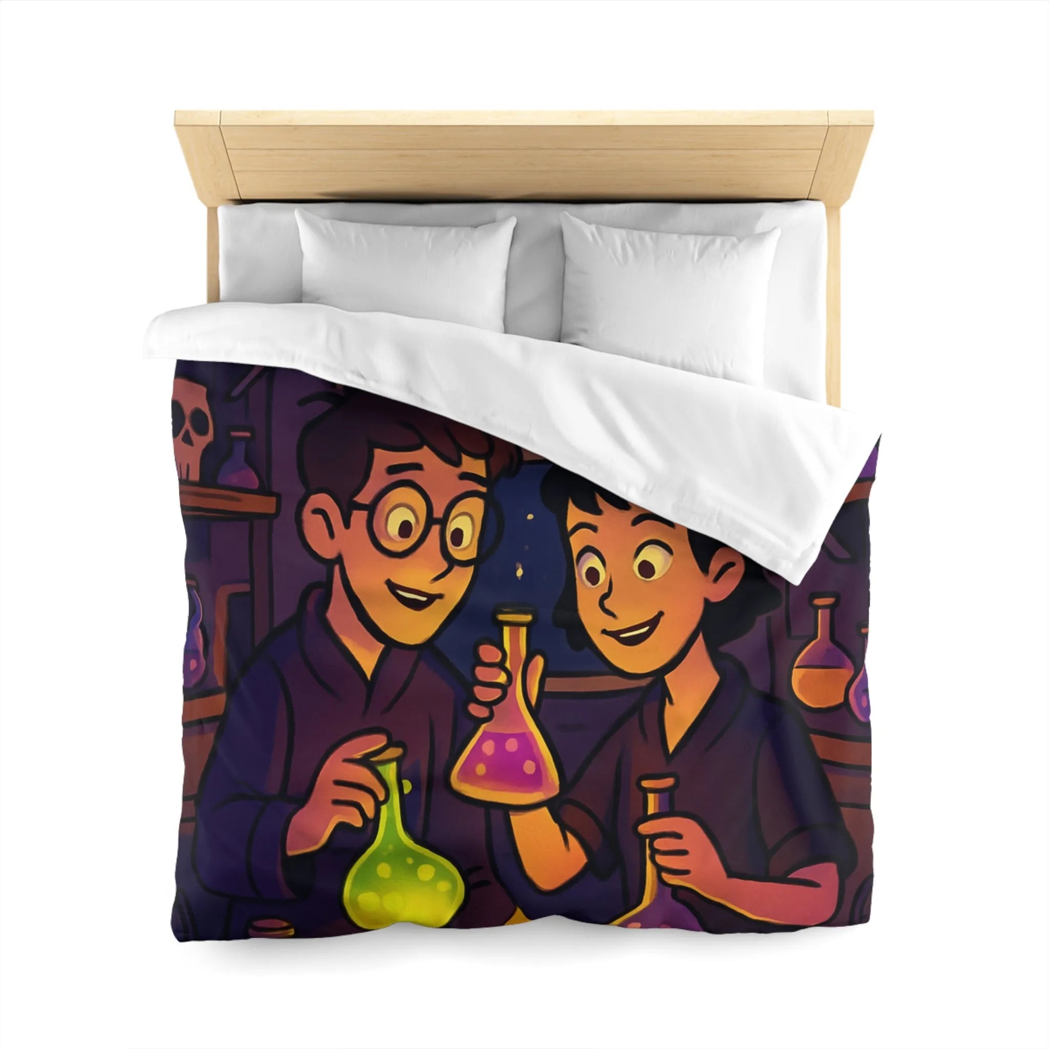Housse de couette au design magique avec apprentis chimistes et alchimie nocturne féérique