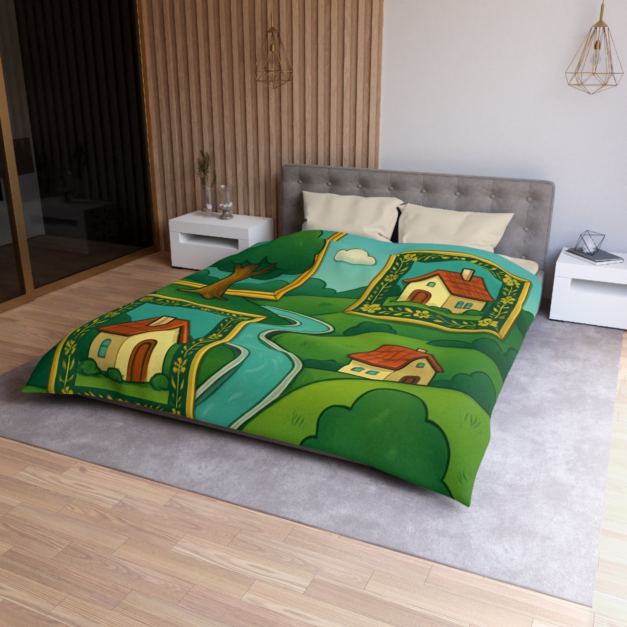 Housse de Couette Microfibre Design Artistique Moderne Décoration Chambre Confort Premium