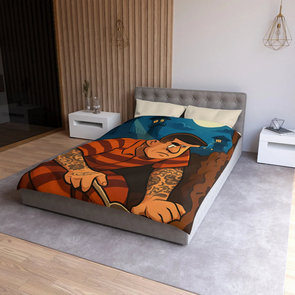 Housse de couette avec illustration d'évasion nocturne audacieuse pleine lune et tatouages