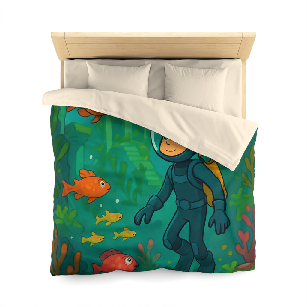 Plongée sous-marine enfantine avec poissons colorés et ruines anciennes, aventure océanique artistique