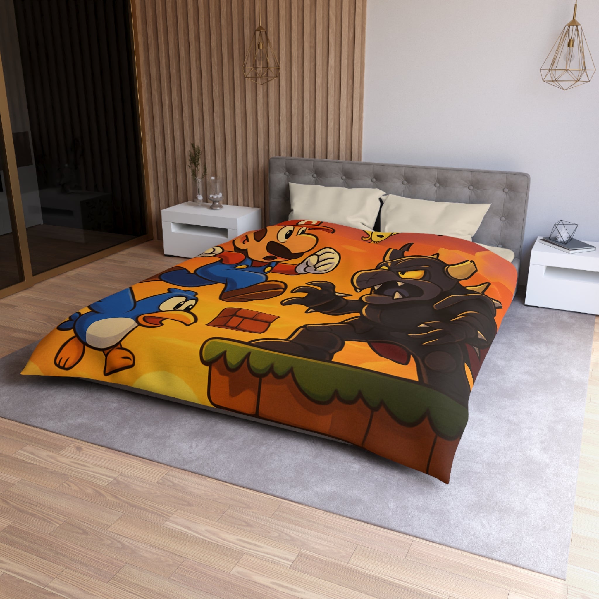 Housse de Couette Microfibre Motif Créatif Original Style Contemporain Chambre Élégante