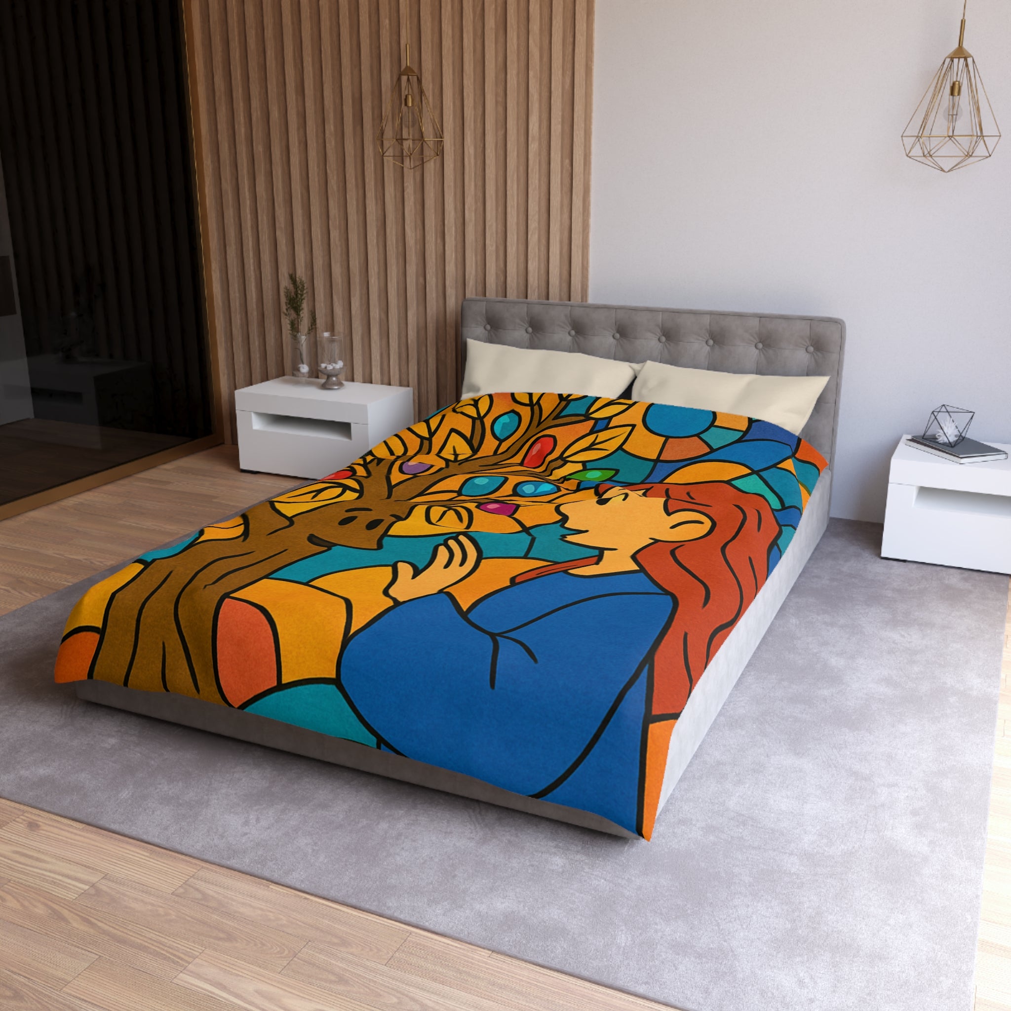 Housse de Couette Microfibre Illustration Unique Design Moderne Décoration Intérieure Raffinée