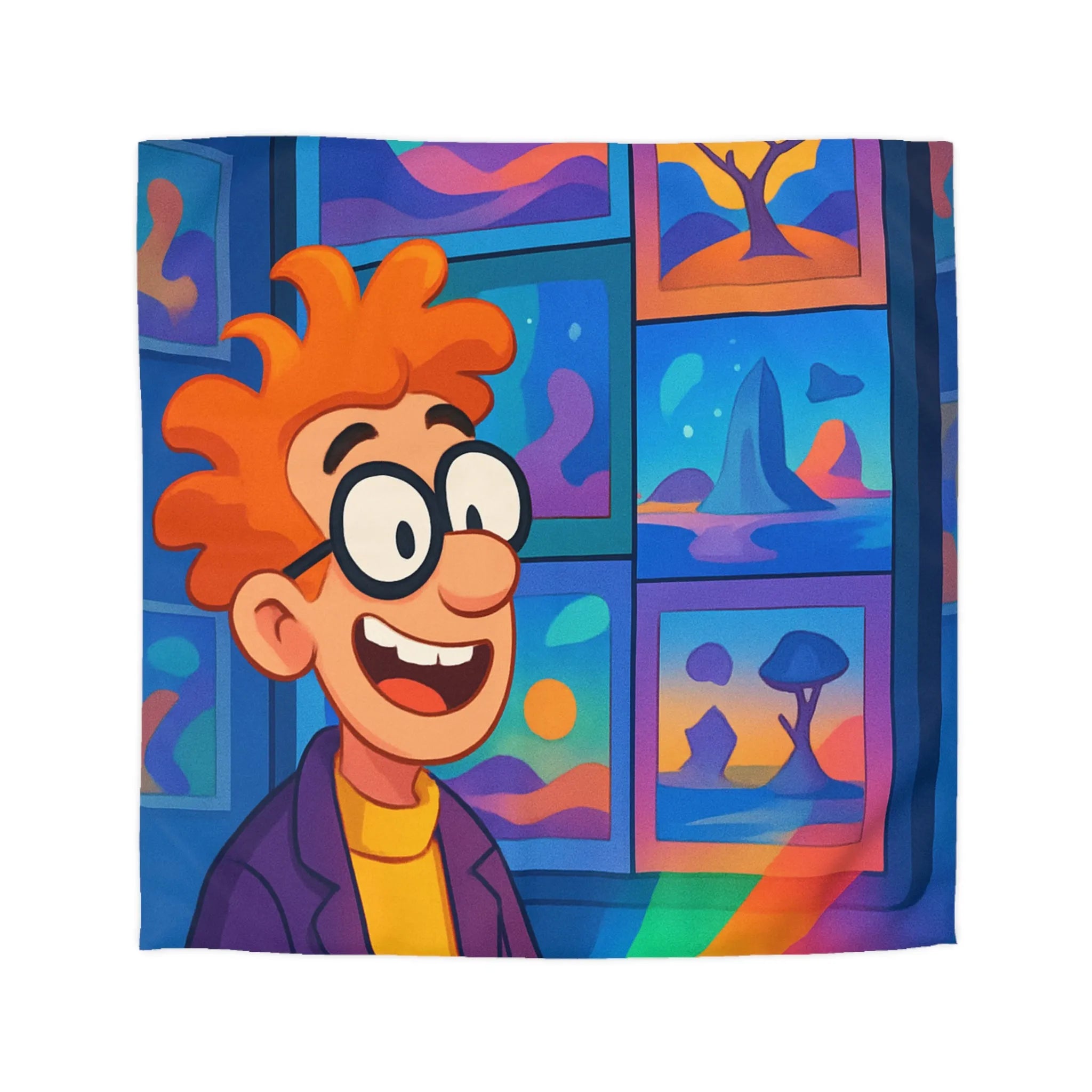 Housse de Couette Colorée avec Arbres et Paysages Surréalistes pour une Chambre Moderne