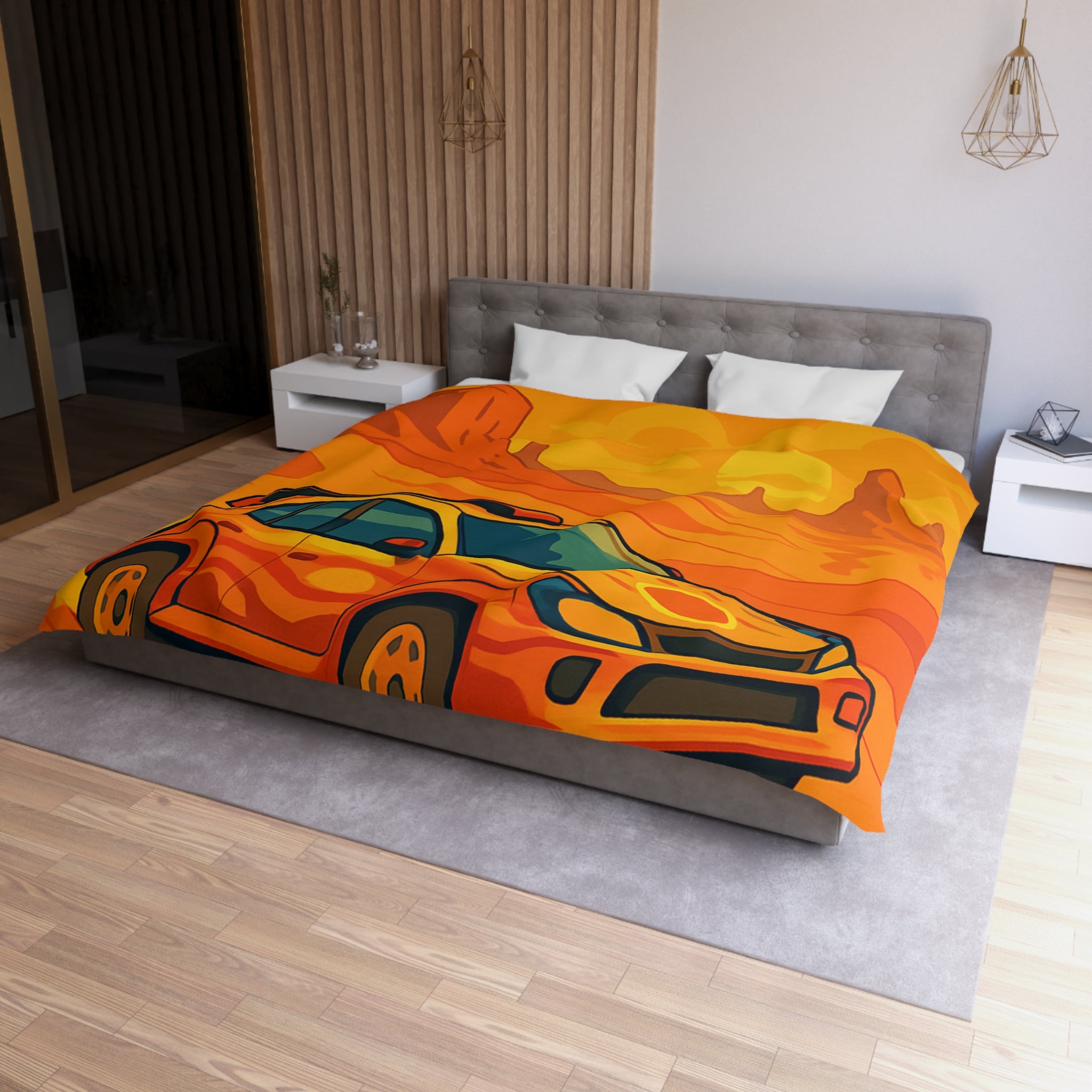 Housse de couette voiture dynamique désert orange ambiance aventure chaleur intense